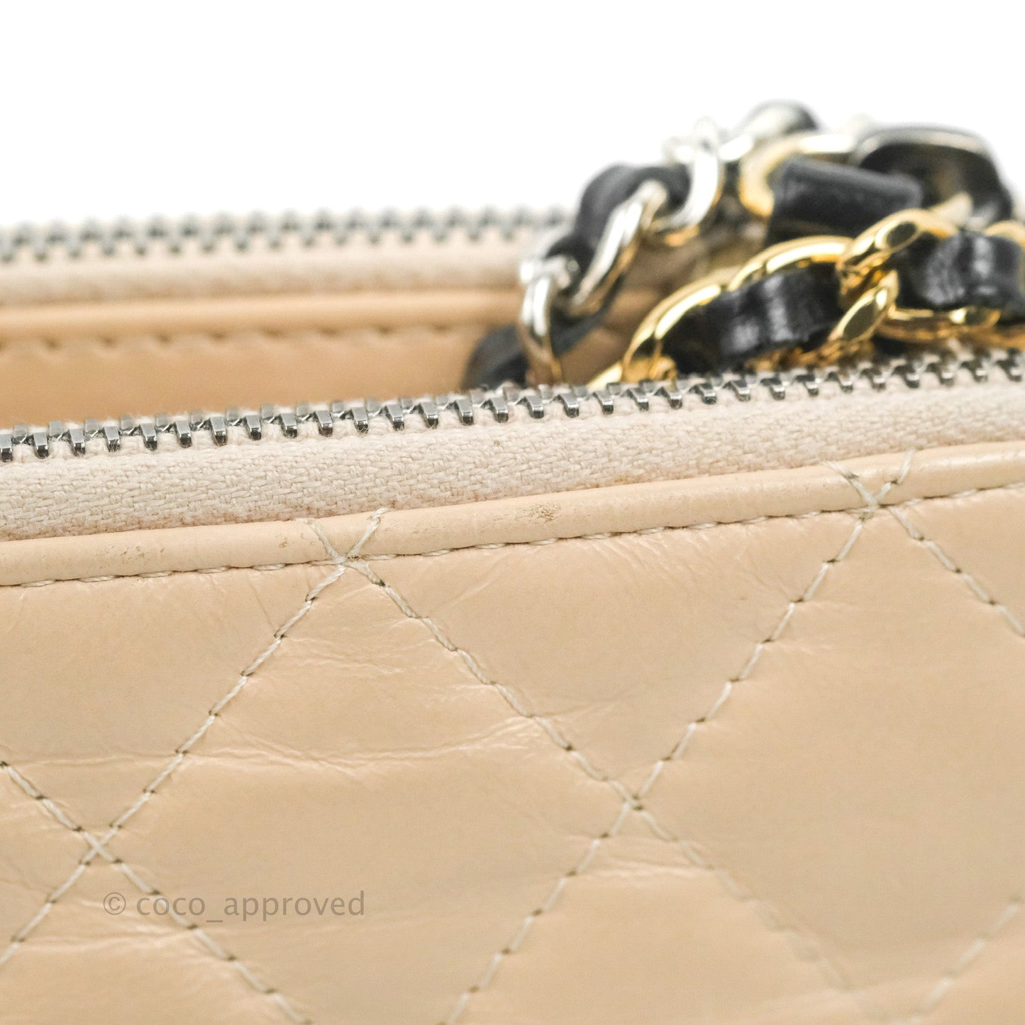 Chanel Gabrielle Clutch With Chain Aged Calfskin Beige/ Black Mixed Hardware