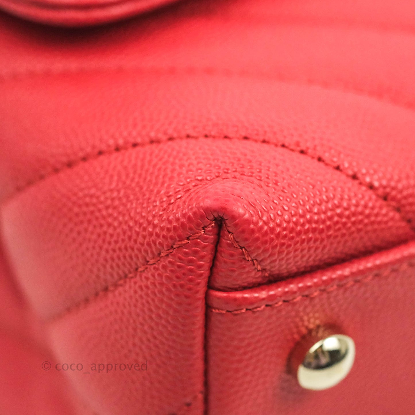 Chanel Small Coco Handle Chevron Red Caviar Gold Hardware 20P