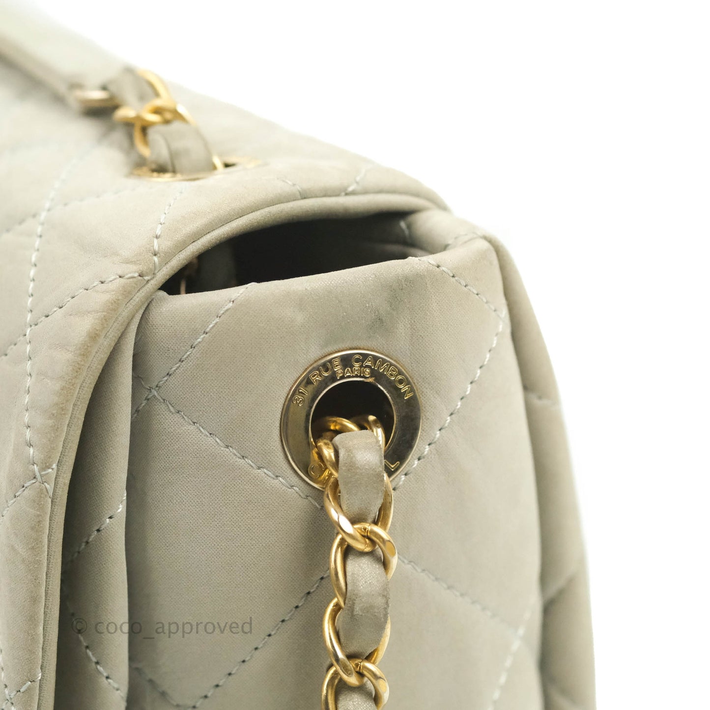 Chanel Iridescent Calfskin Quilted Chic Quilt Flap Grey Gold Hardware