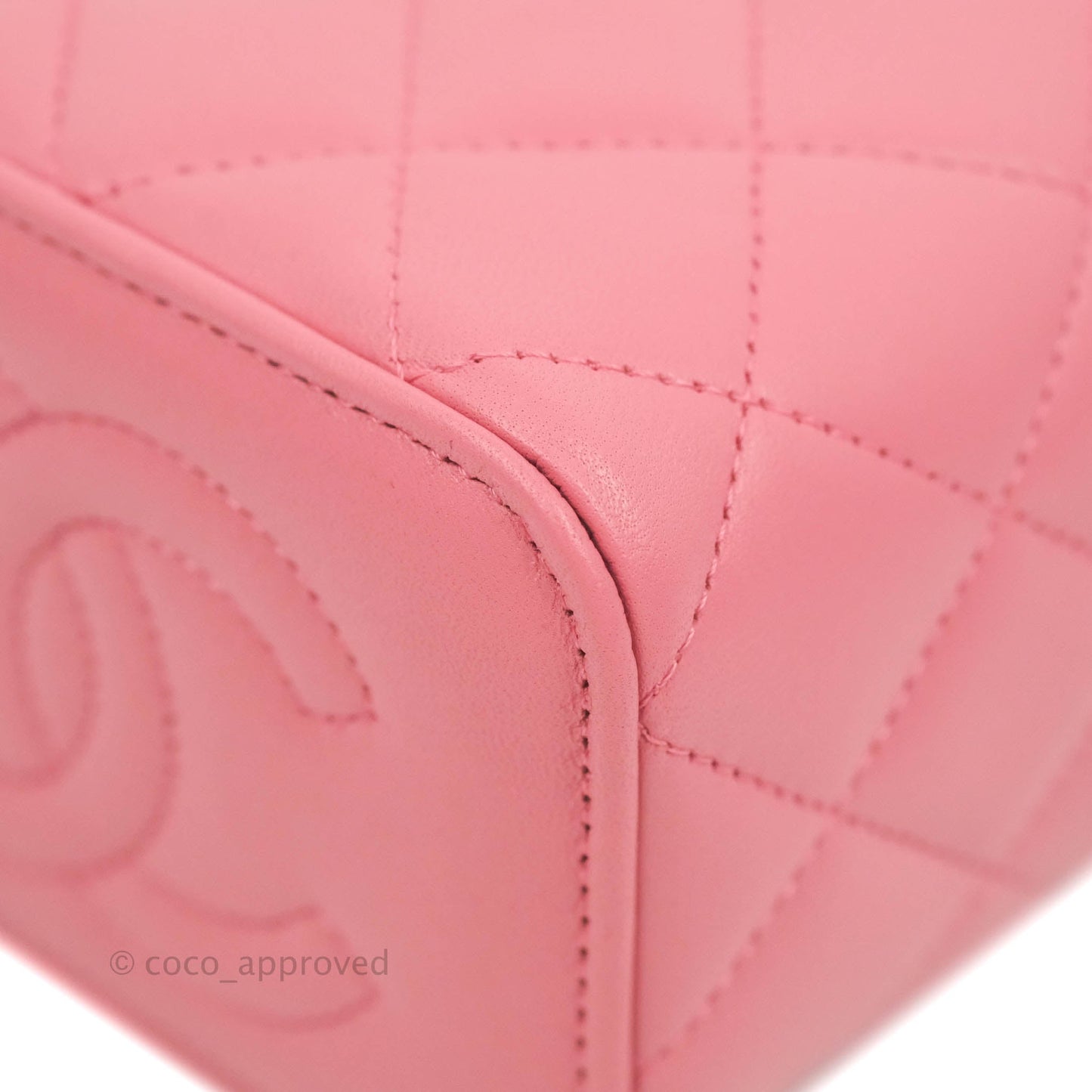 Chanel Mini Top Handle Vanity With Chain Pink Lambskin Gold Hardware