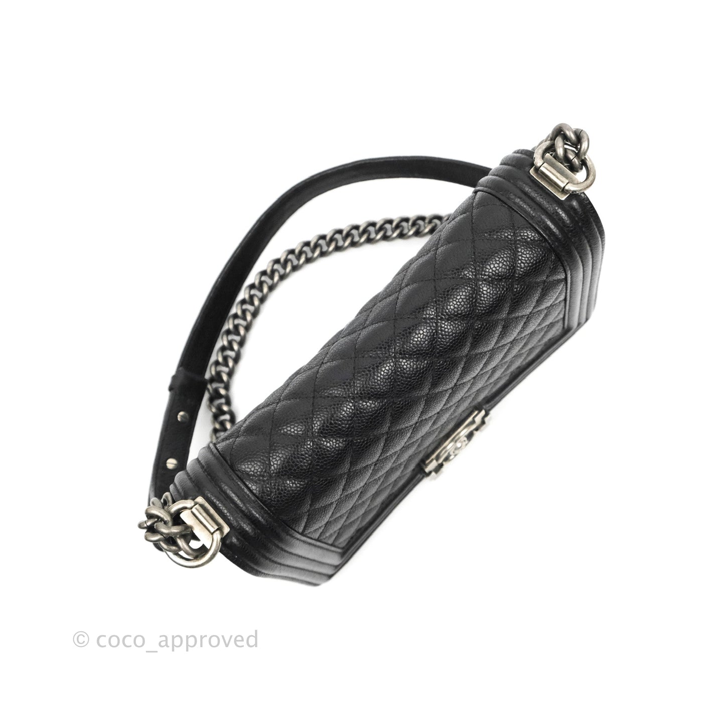 Chanel Quilted Medium Boy Black Caviar Ruthenium Hardware