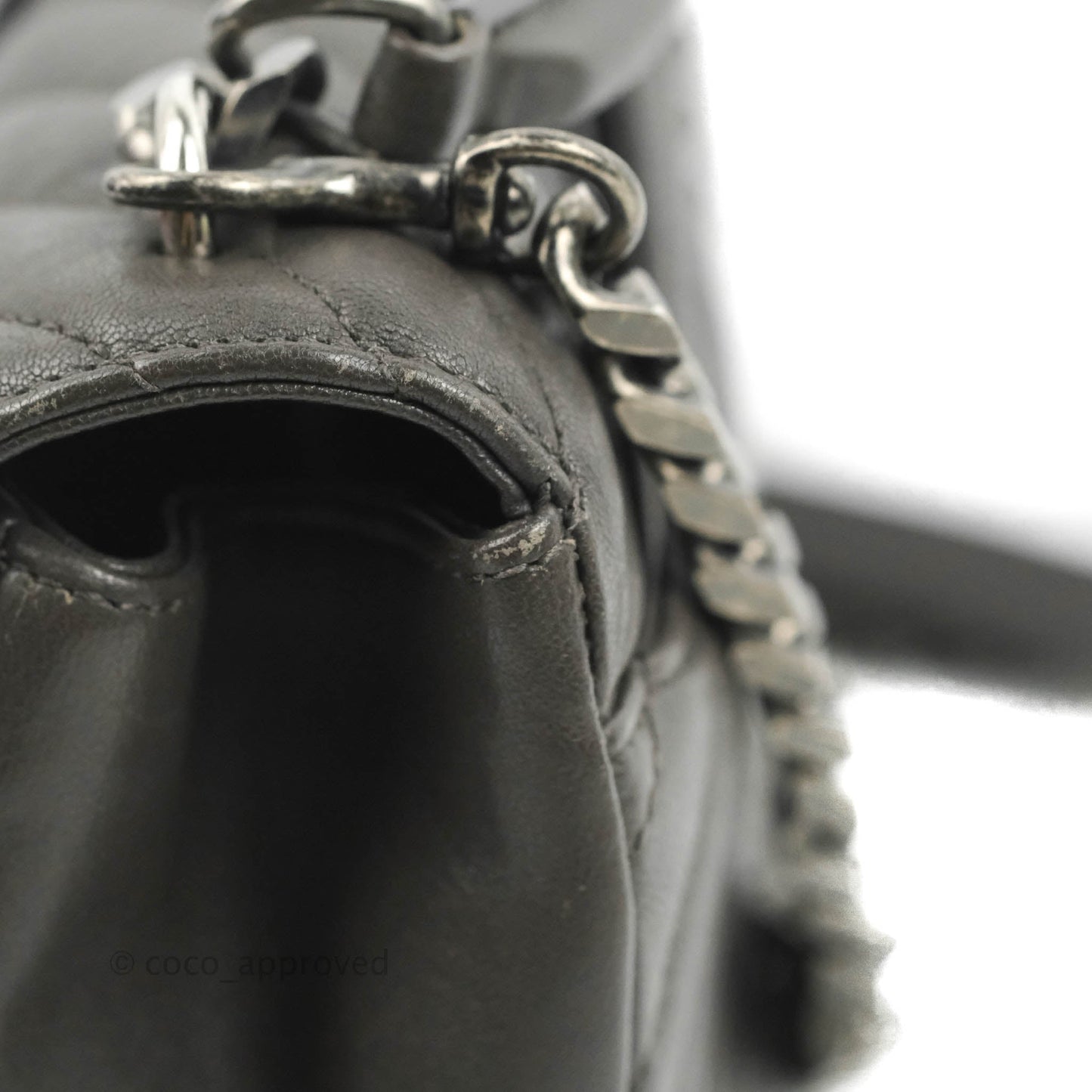 Saint Laurent Chevron Medium College Grey Chain Bag Ruthenium Hardware