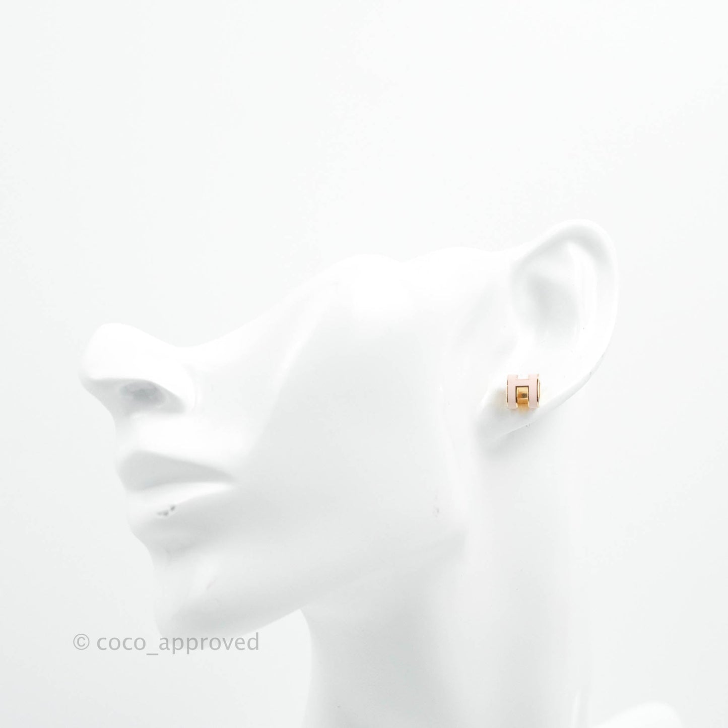 Hermès Mini Pop H Earrings Rose Dragee Gold Tone