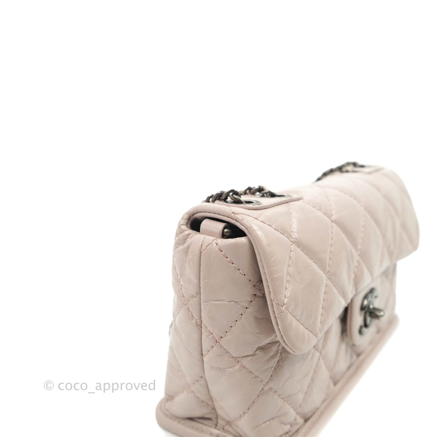 Chanel Mini Flap Nude Pink Crumpled Glazed Calfskin Ruthenium Hardware