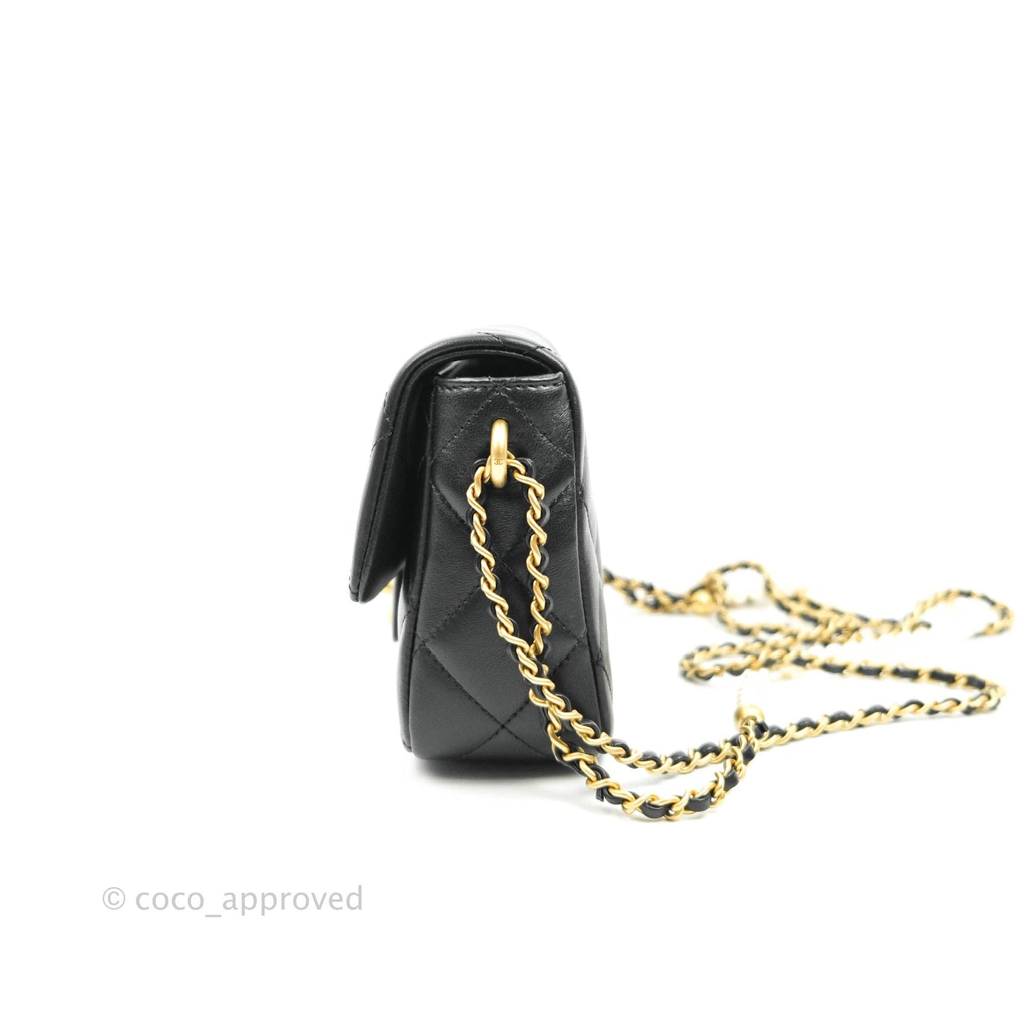 Chanel Quilted My Perfect Mini With Pearl Black Lambskin Gold Hardware