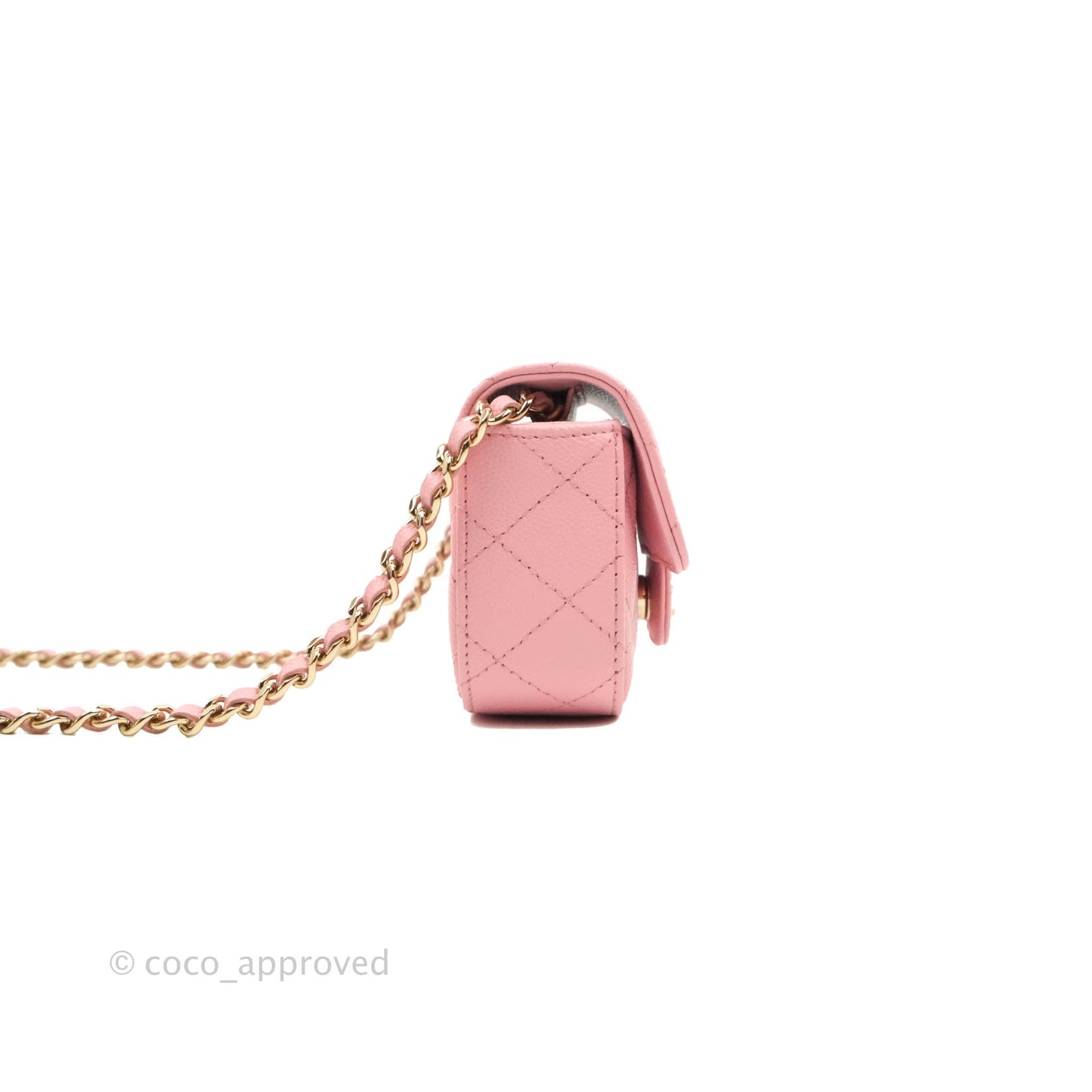 Chanel Classic Clutch With Chain Pink Caviar Gold Hardware