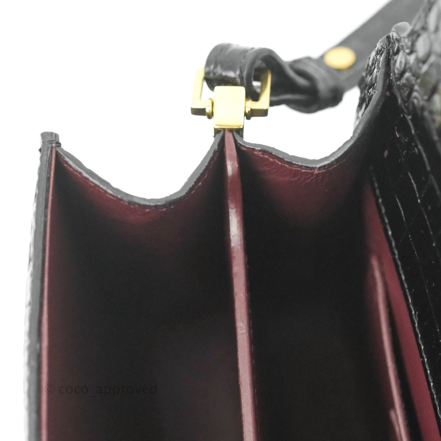 Saint Lauren Cassandra Mini Top Handle Bag Black Crocodile-embossed Shiny Calfskin