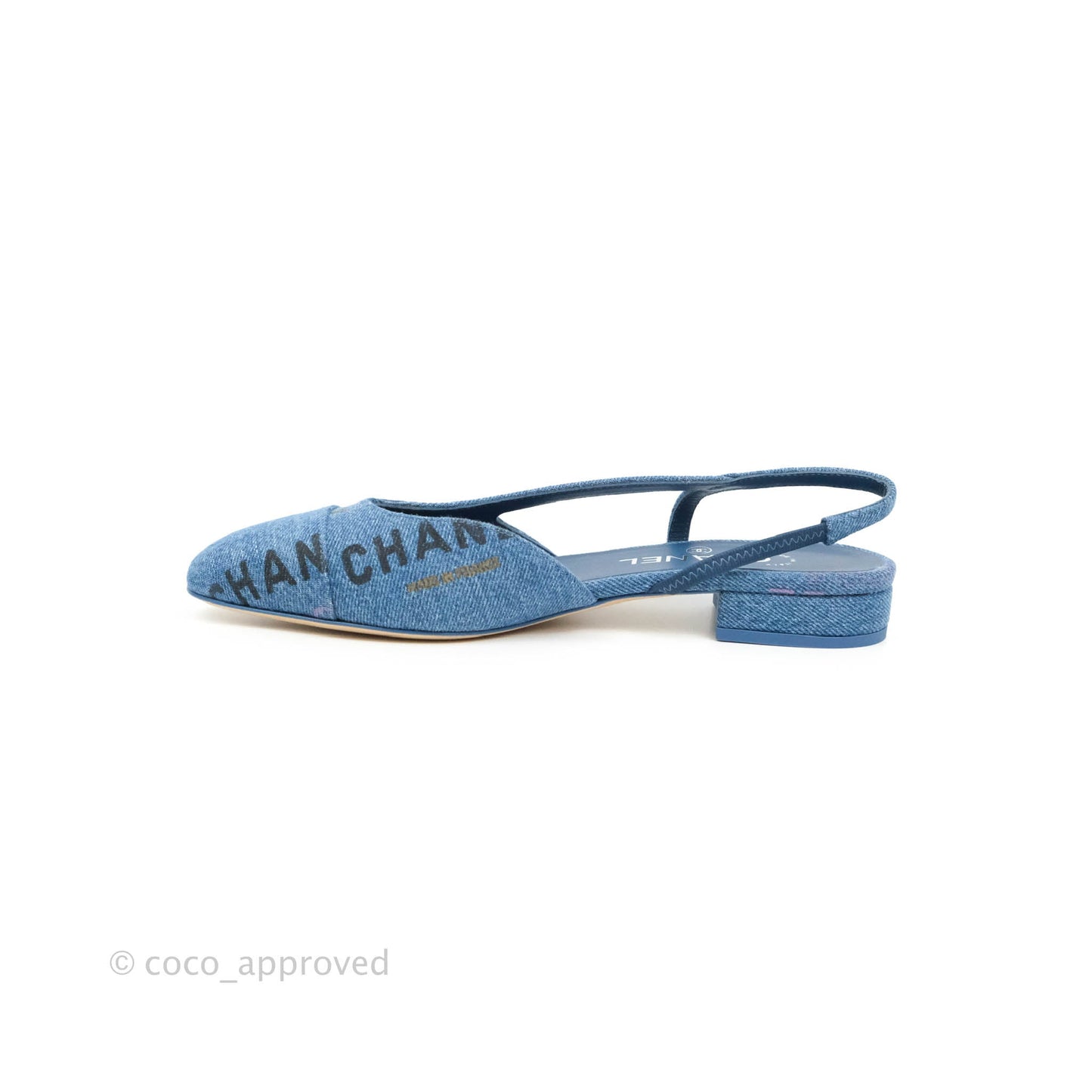 Chanel Denim Slingback 22S Size 37.5