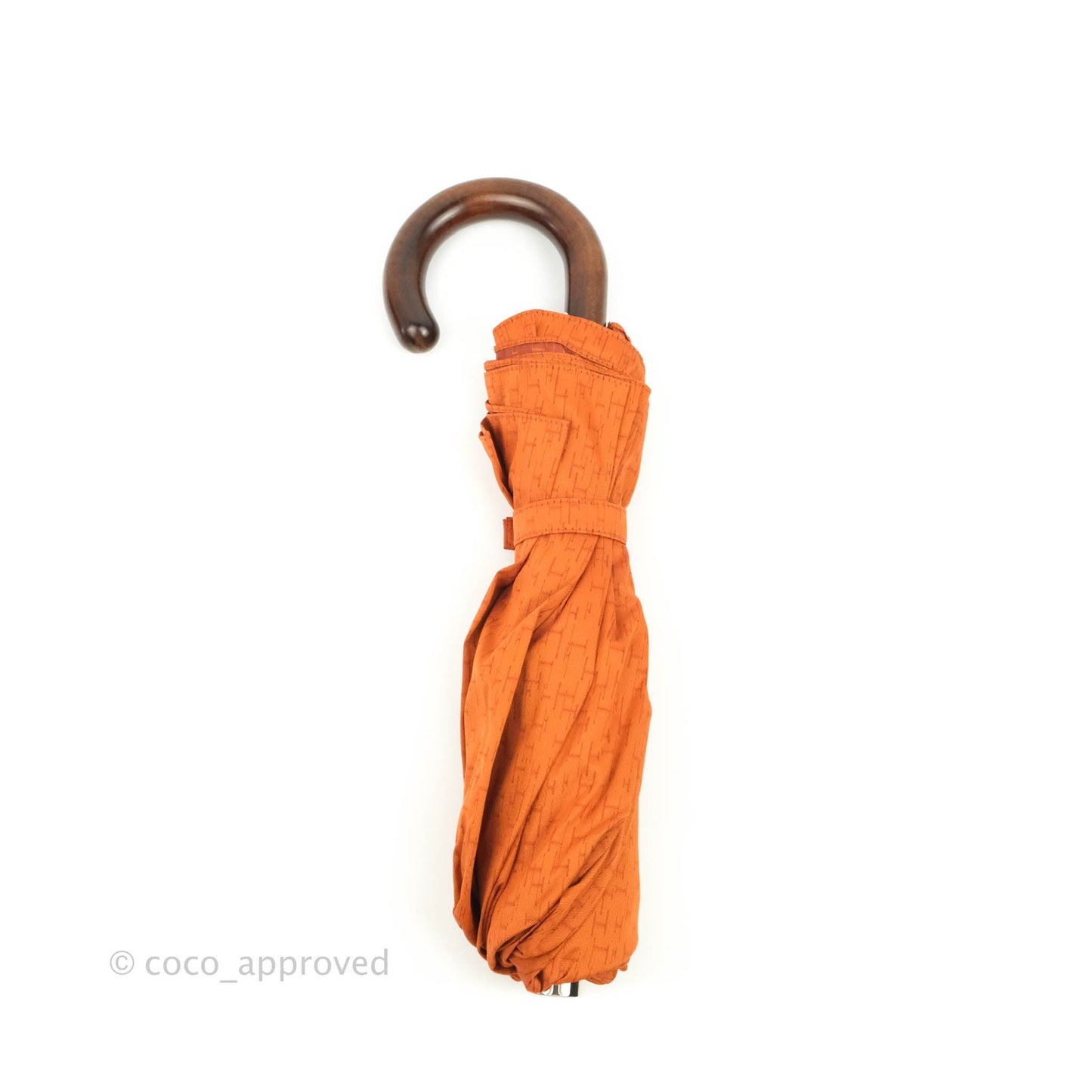 Hermès Pluie De H Folding Umbrella Classic Orange Jacquard Canvas