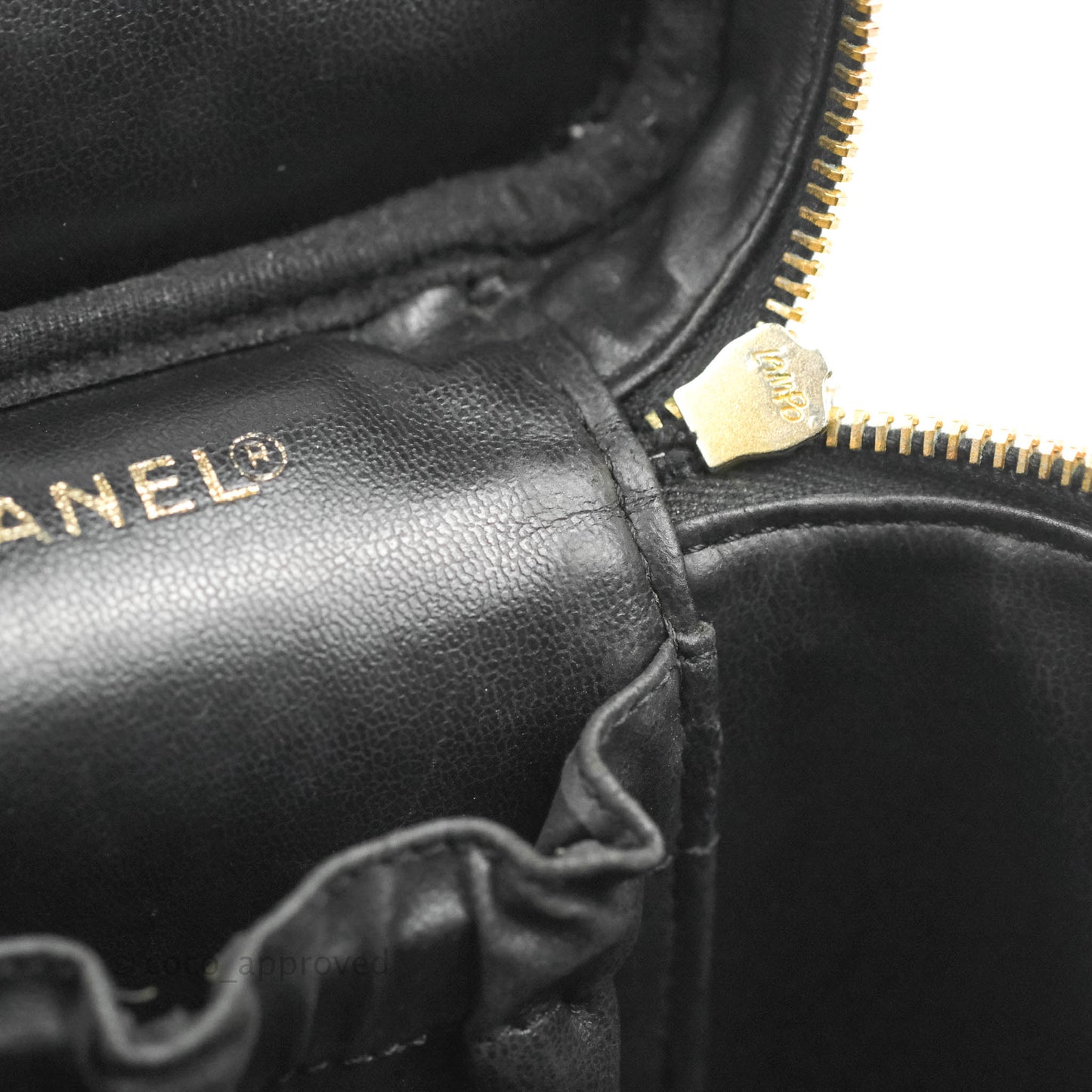 Chanel Vintage Vanity Case Black Caviar Gold Hardware