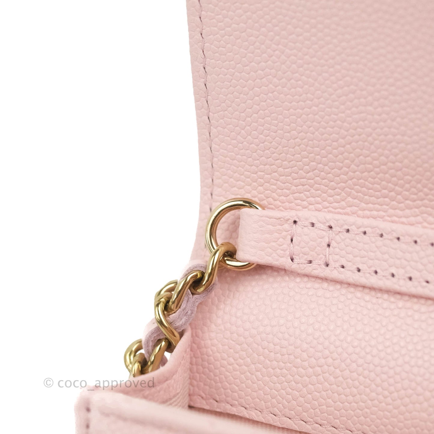 Chanel Mini Wallet With Chain Light Pink Caviar Gold Hardware