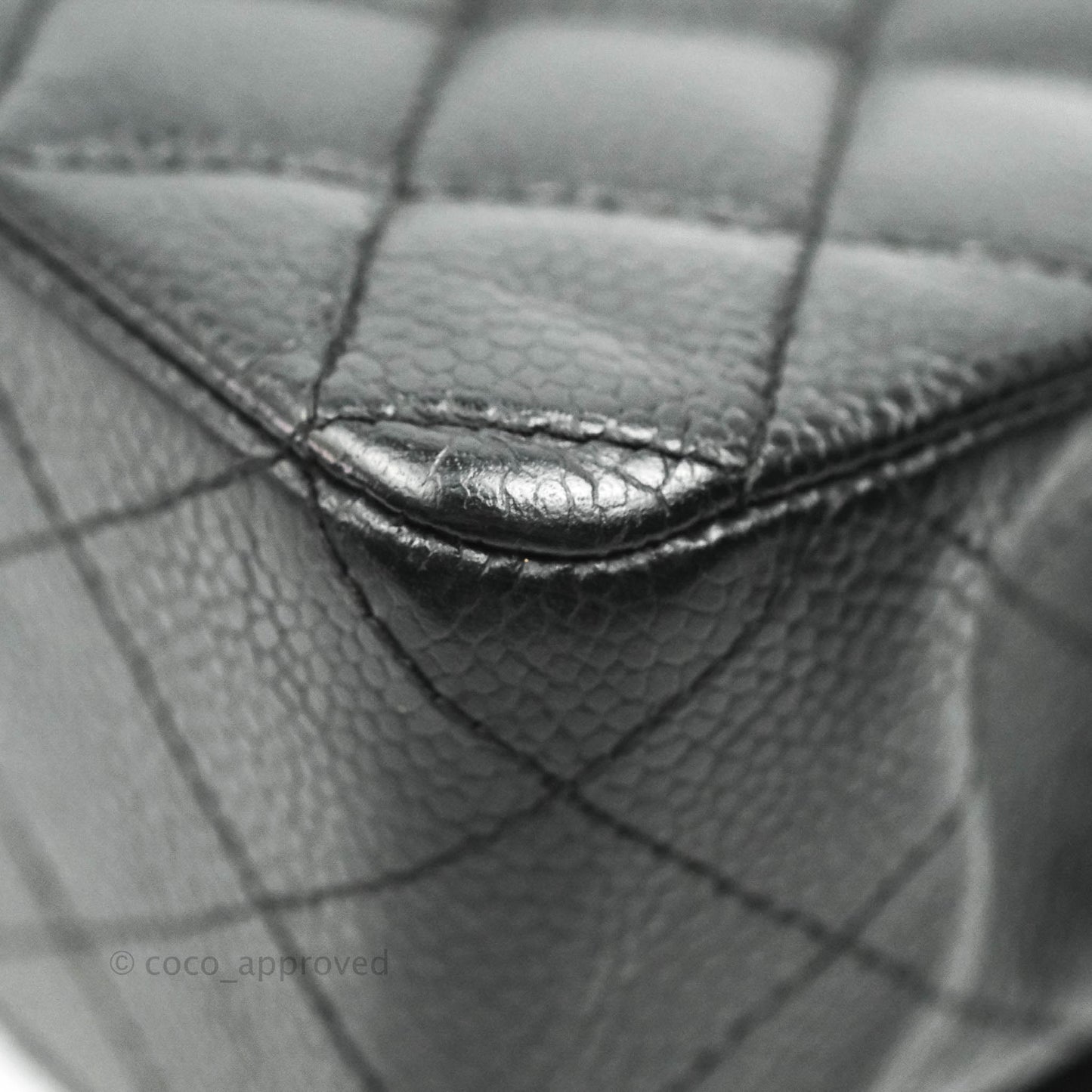 Chanel Vintage Classic M/L Medium Flap Quilted Black Caviar 24K Gold Hardware