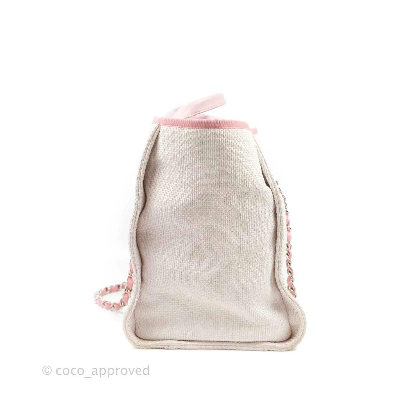 Chanel Large Deauville Pale Pink Canvas Silver Hardware