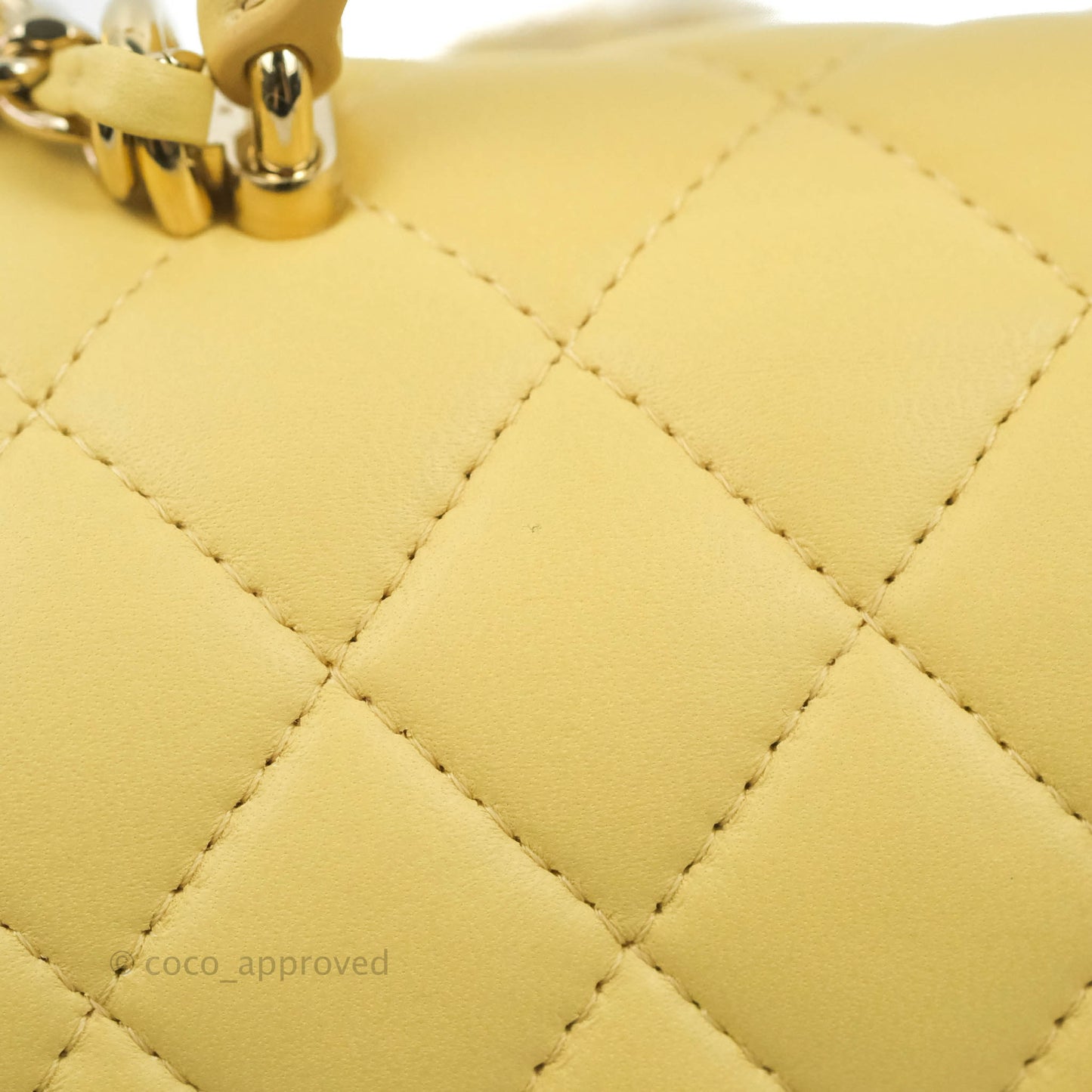 Chanel Top Handle Mini Rectangular Flap Bag Yellow Lambskin Gold Hardware