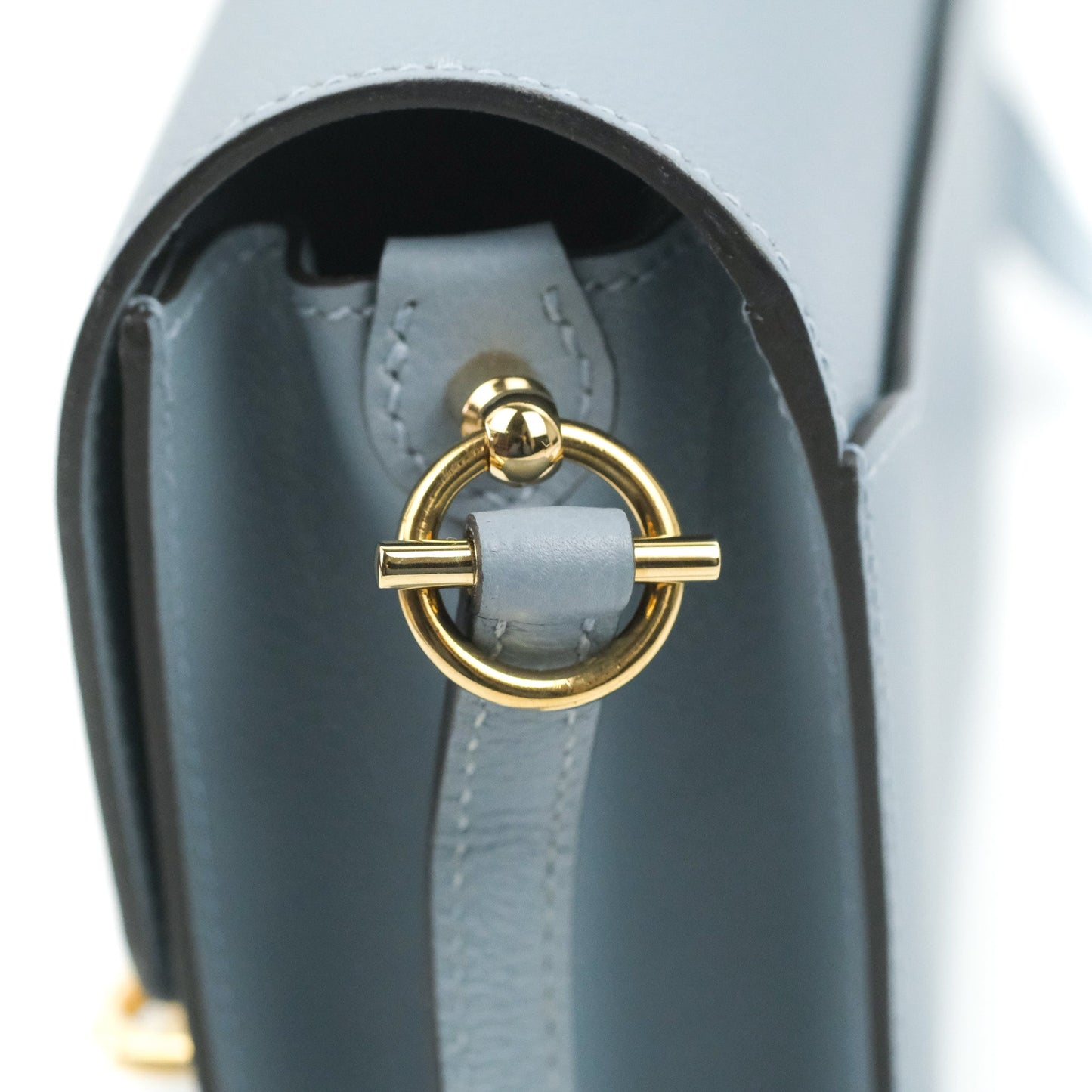 Hermès Roulis Mini 18 Bleu Lin Evercolor Gold Hardware