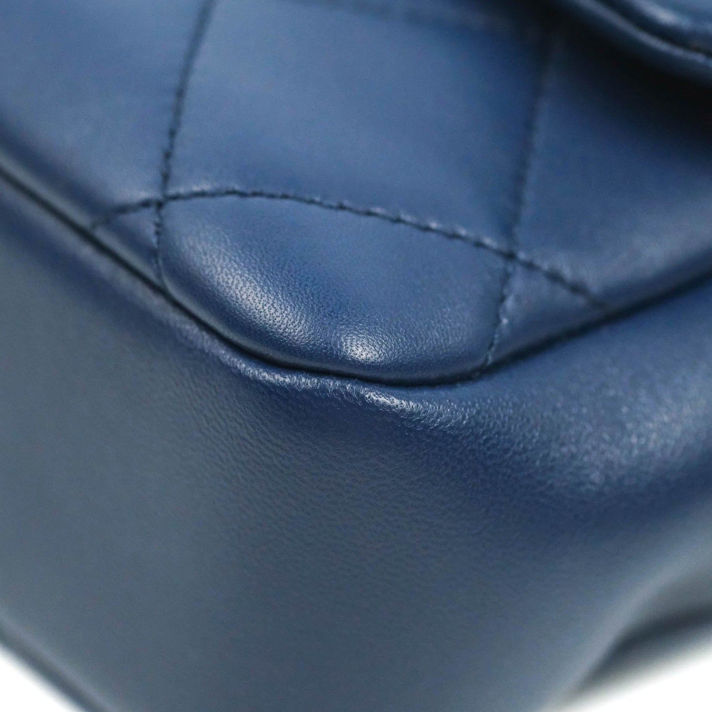 Chanel Circular Handle Flap Bag Navy Lambskin Aged Gold Hardware