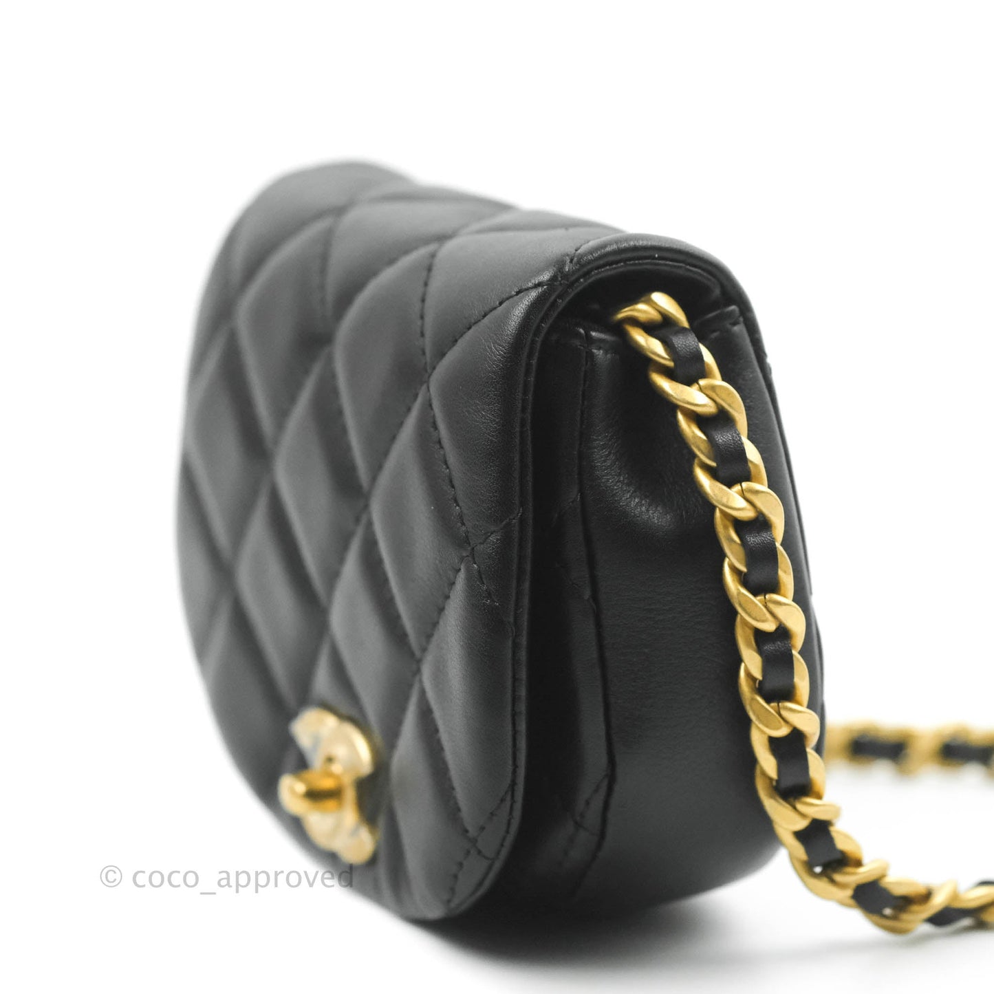 Chanel Mini Clutch with Chain Black Calfskin Aged Gold Hardware