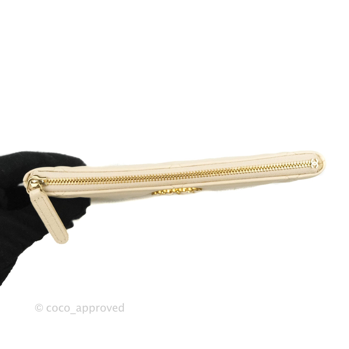 Chanel 19 Small Pouch Beige Lambskin Gold Hardware