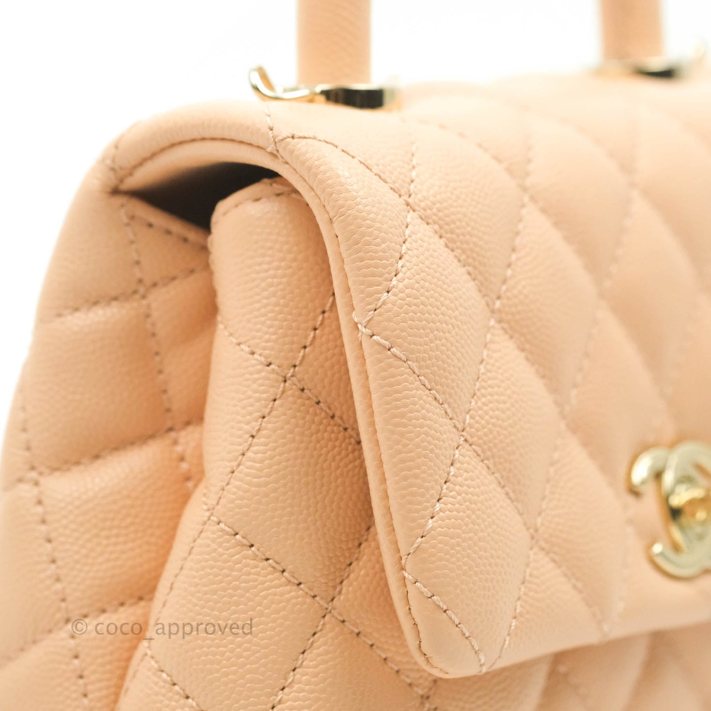 Chanel Mini Coco Handle Quilted Light Beige Pink Caviar Gold Hardware