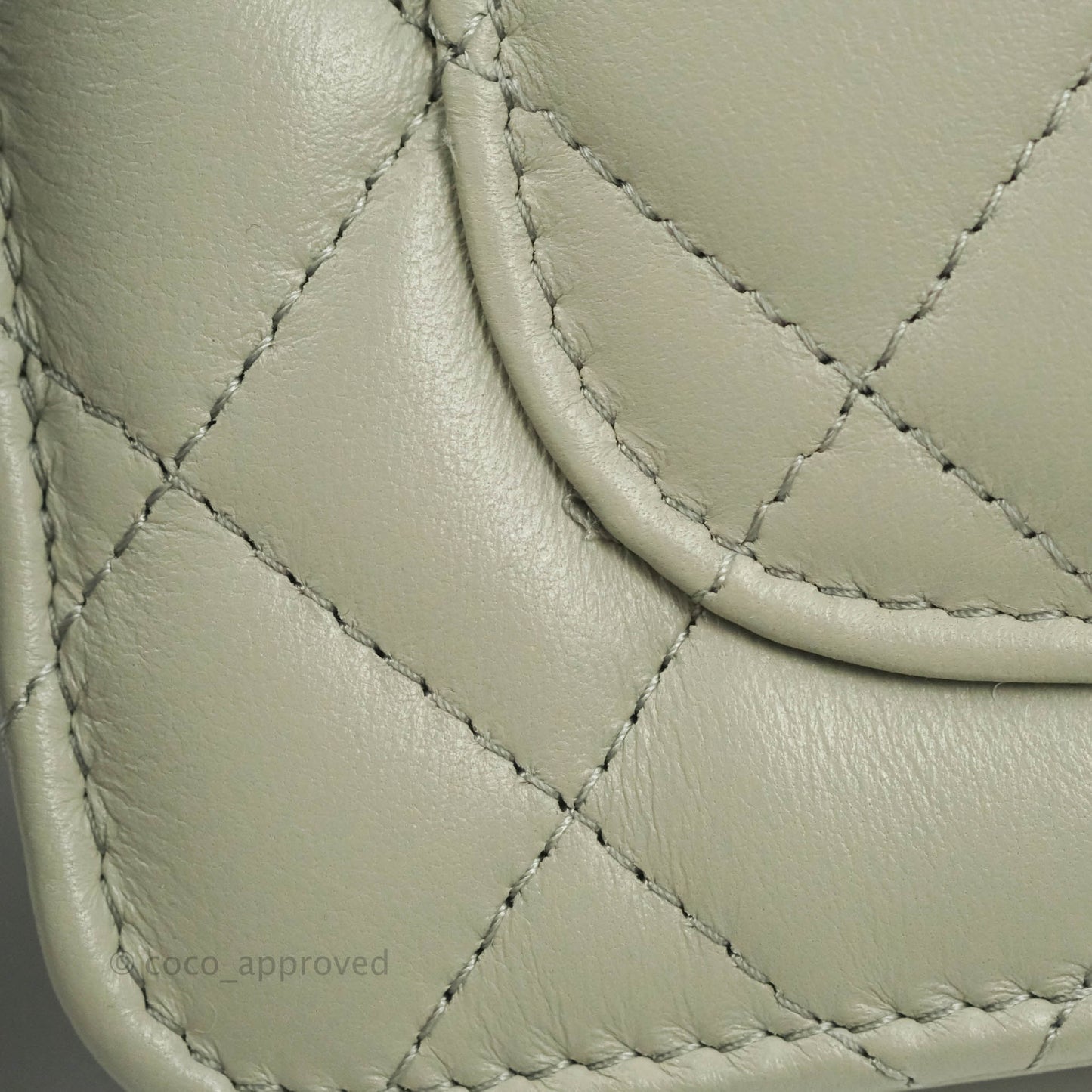 Chanel Quilted Pearl Crush Wallet on Chain WOC Light Grey Lambskin Aged Gold Hardware 22C