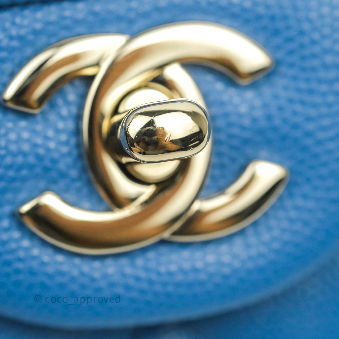 Chanel Classic M/L Medium Flap Quilted Blue Caviar Gold Hardware