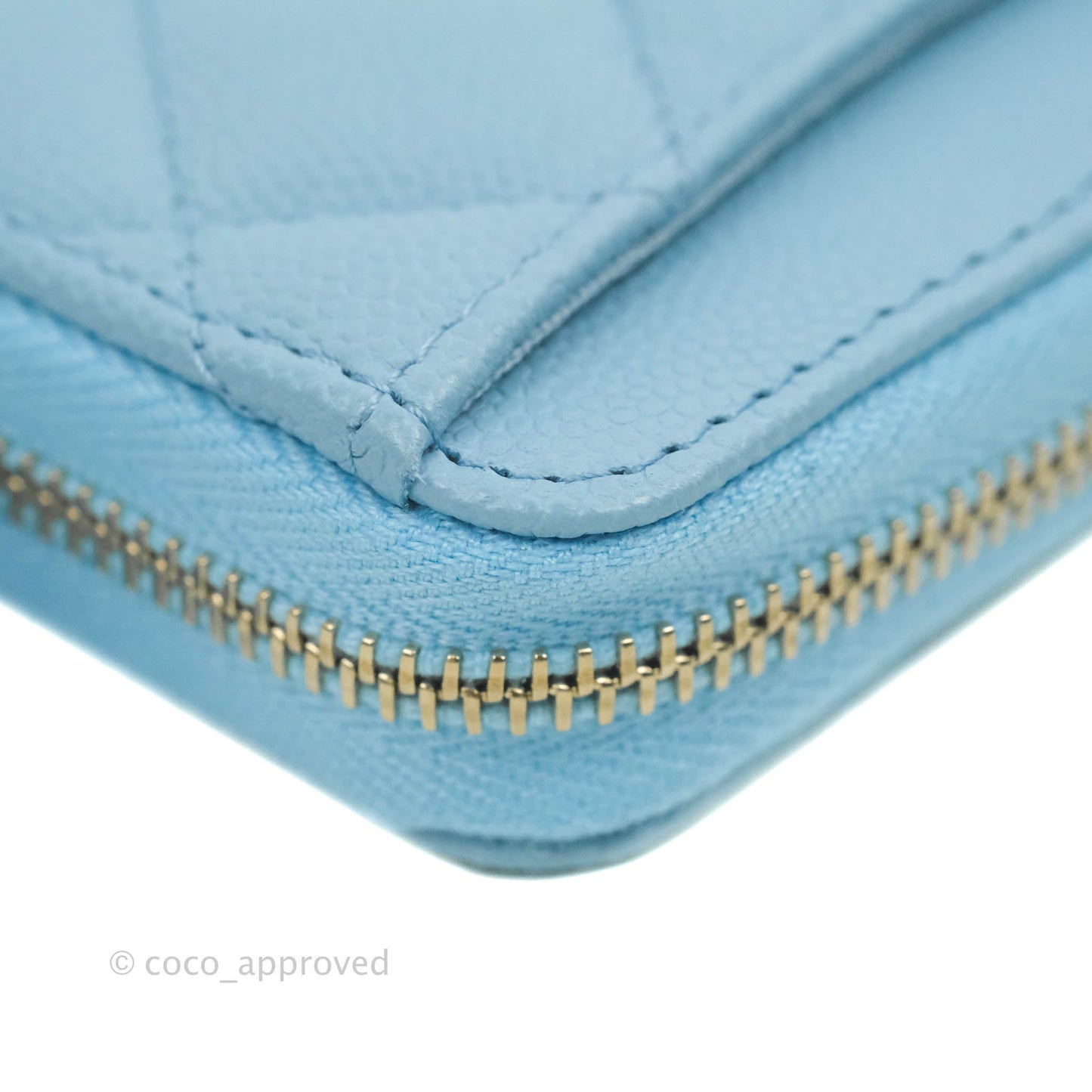 Chanel Classic Zipped Coin Purse Light Blue Caviar Gold Hardware