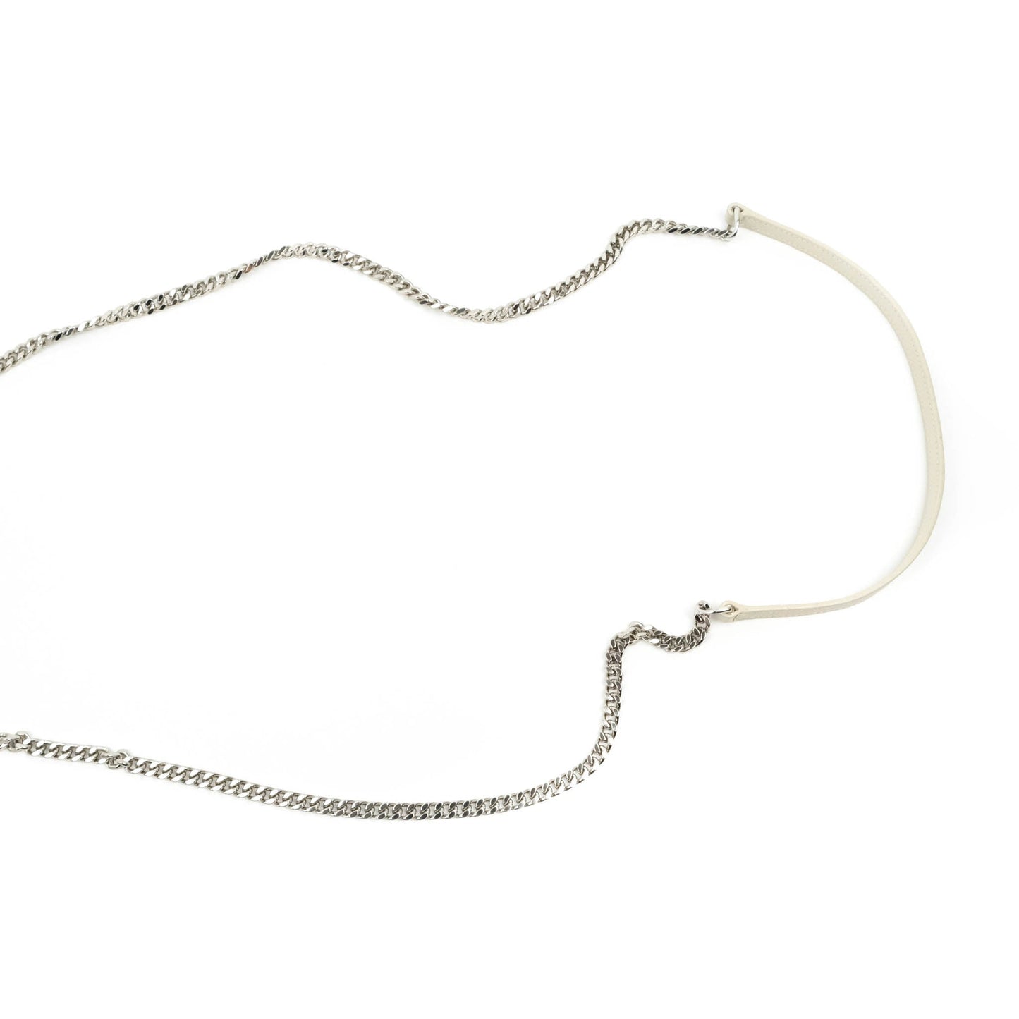 Saint Laurent Wallet on Chain White Grained Leather Silver Hardware