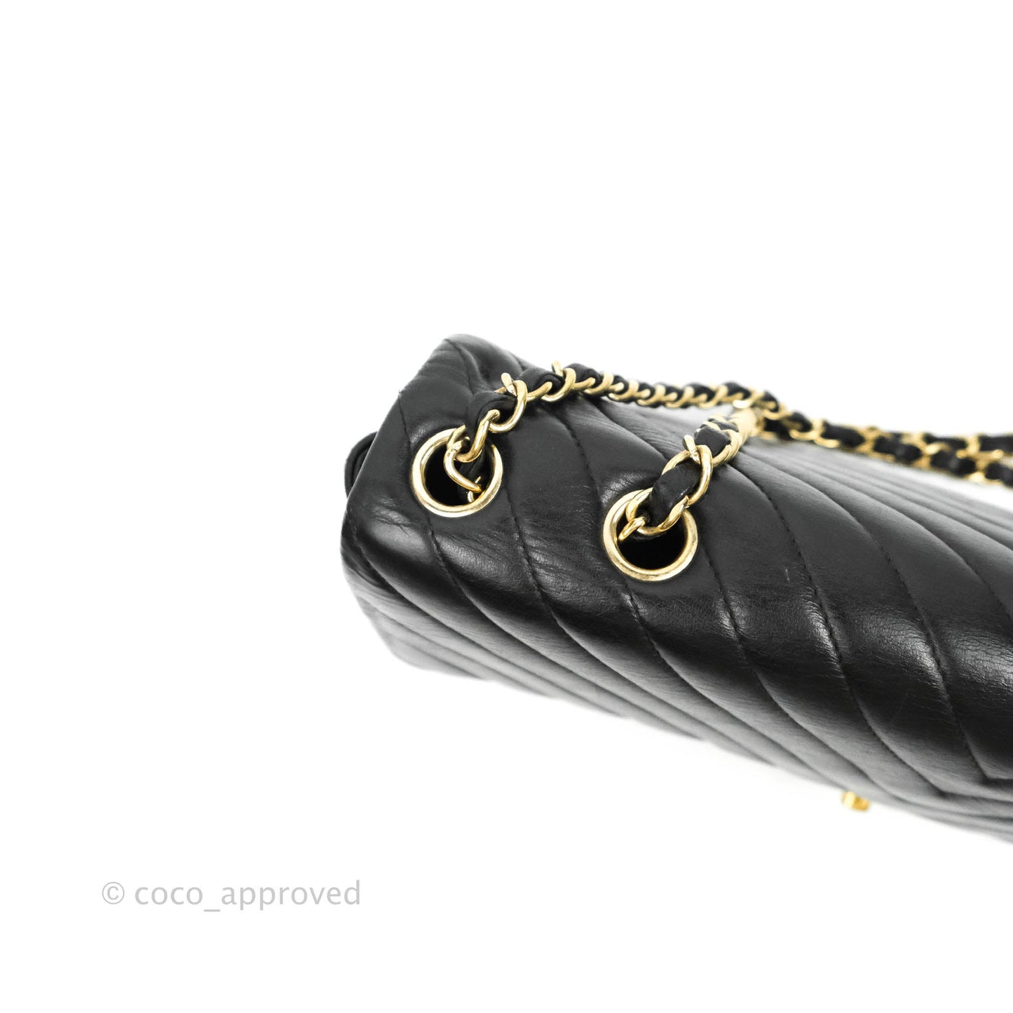 Chanel Large Chevron Single Flap Bag Black Calfskin Gold Hardware