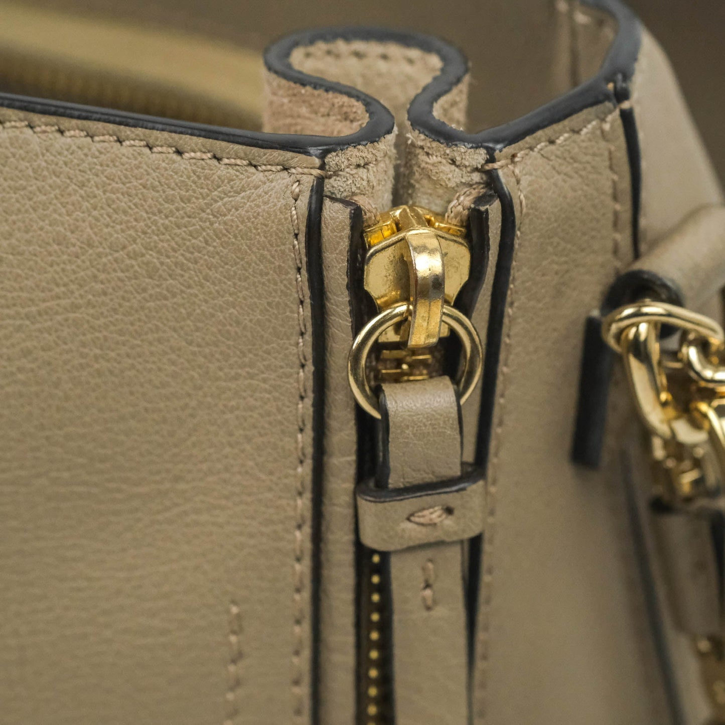Chloe Small Faye Backpack Suede Calfskin Motty Grey Gold Hardware