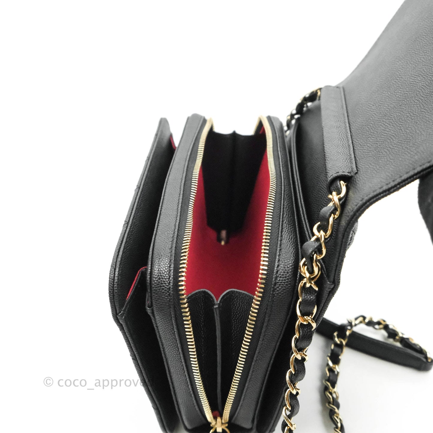 Chanel Quilted Like The Wallet Medium Flap Black Caviar Gold Hardware 22C
