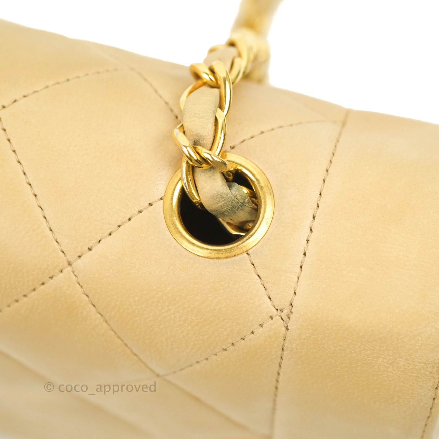 Chanel Vintage Small Quilted Classic Diana Flap Bag Beige Lambskin 24K Gold Hardware