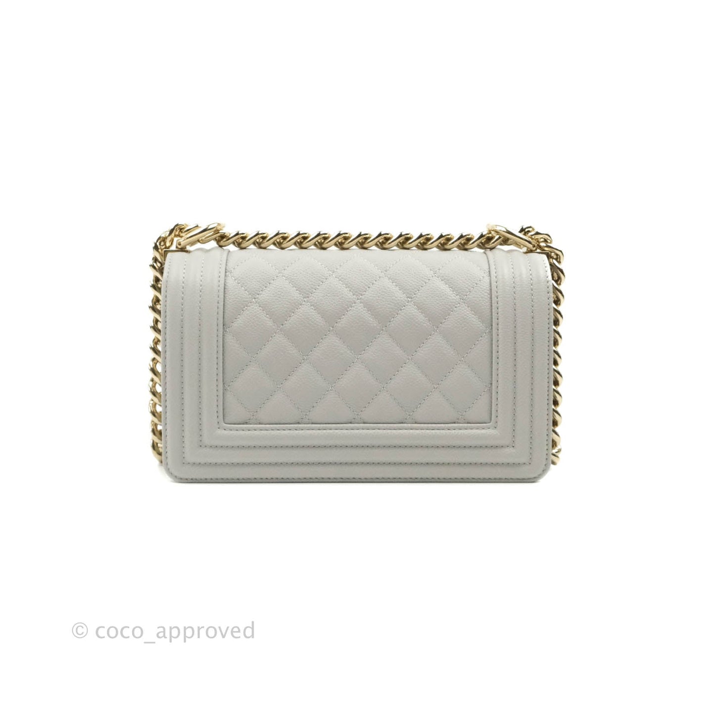 Chanel Small Boy Grey Caviar Gold Hardware