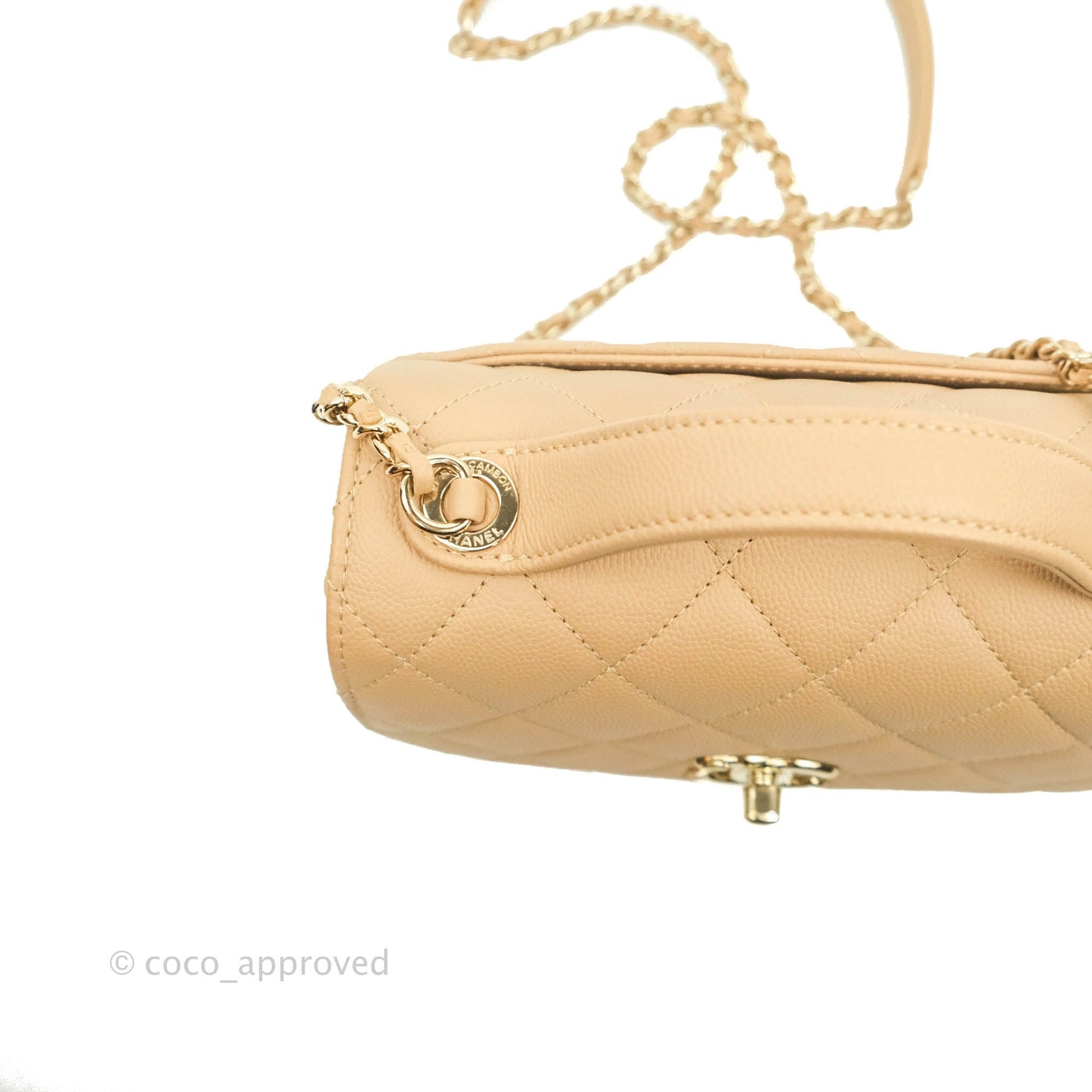 Chanel Quilted Small Business Affinity Flap Dark Beige Caviar Light Gold Hardware