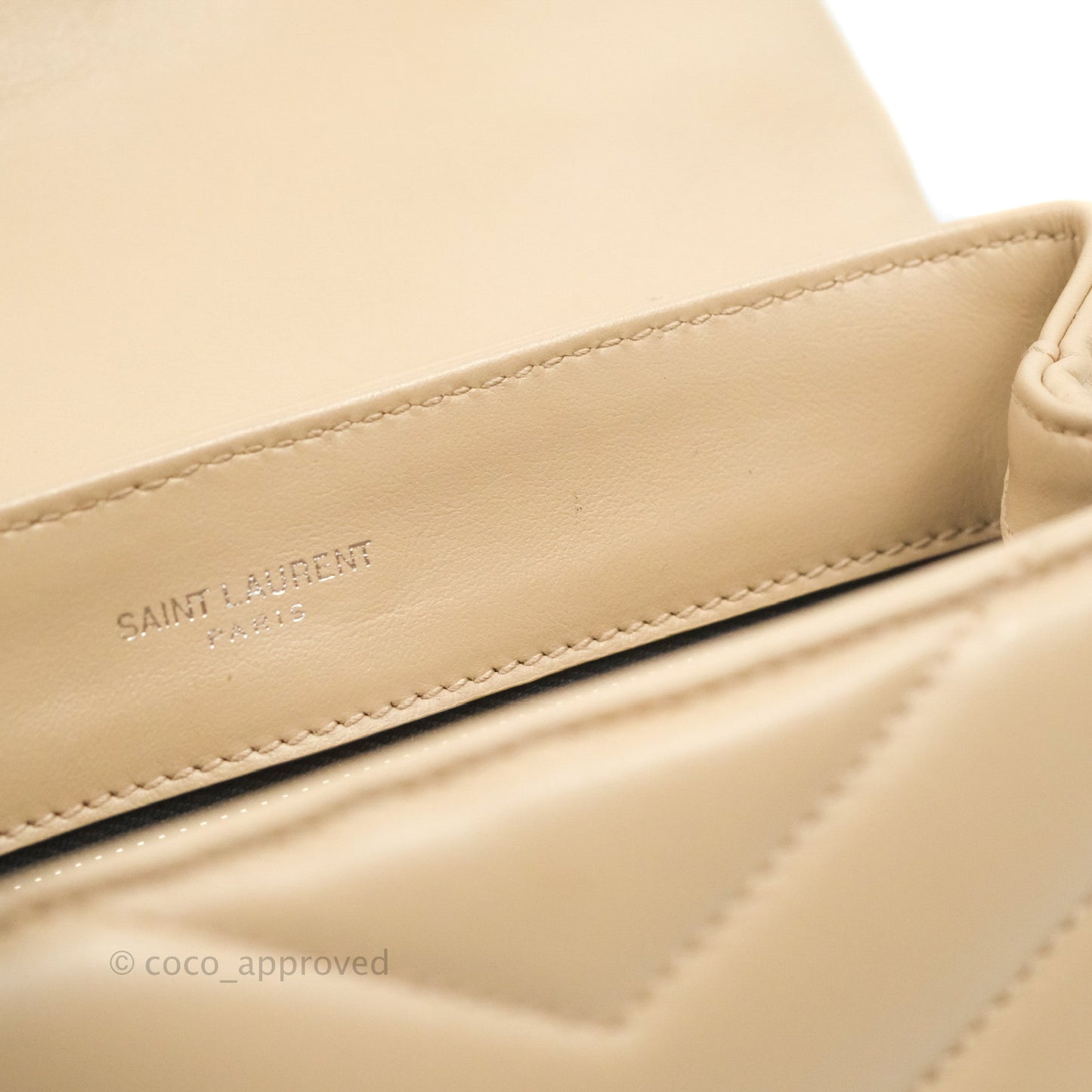 Saint Laurent Loulou Toy Quilted Leather Shoulder Bag Light Beige