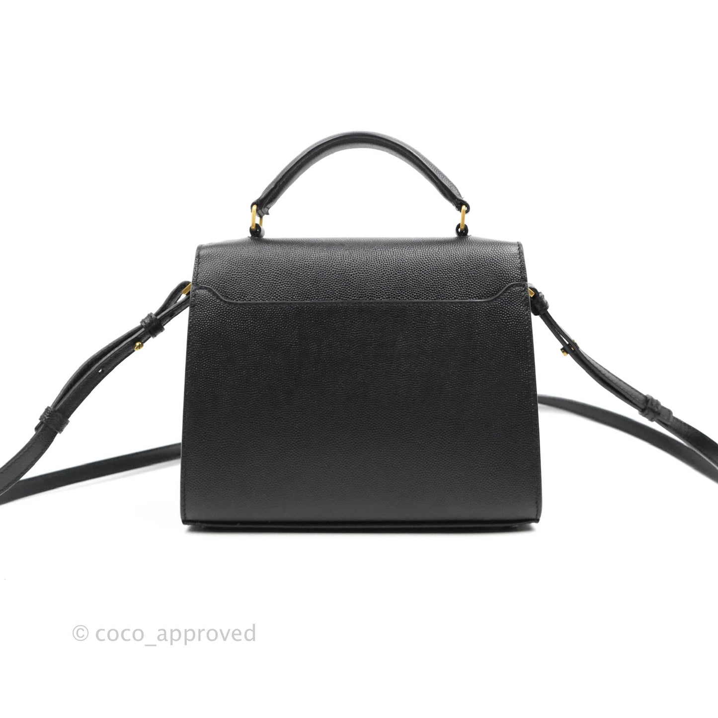 Saint Lauren Cassandra Mini Top Handle Bag Black Grained Calfskin