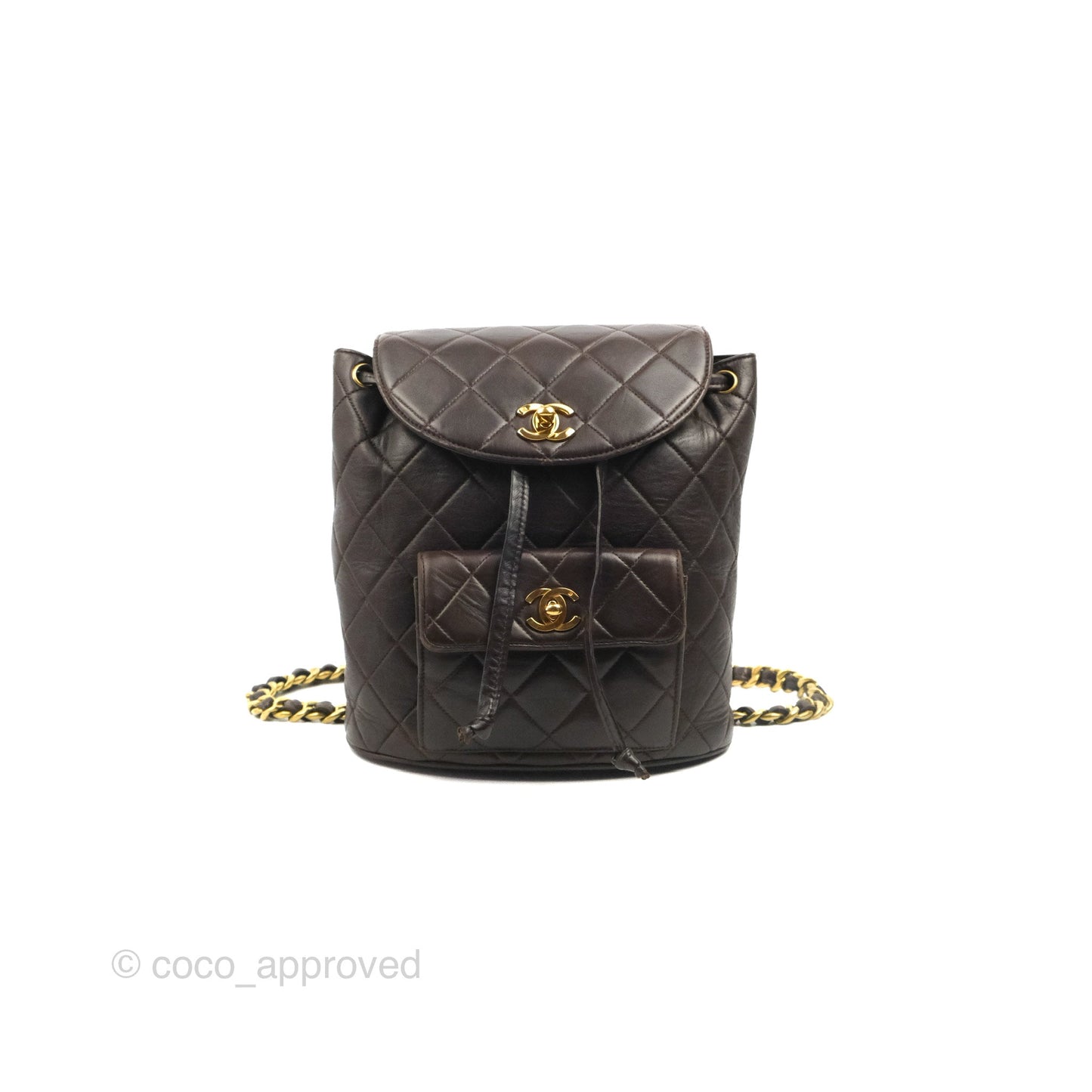 Chanel Vintage CC Duma Backpack Brown Lambskin 24K Gold Hardware