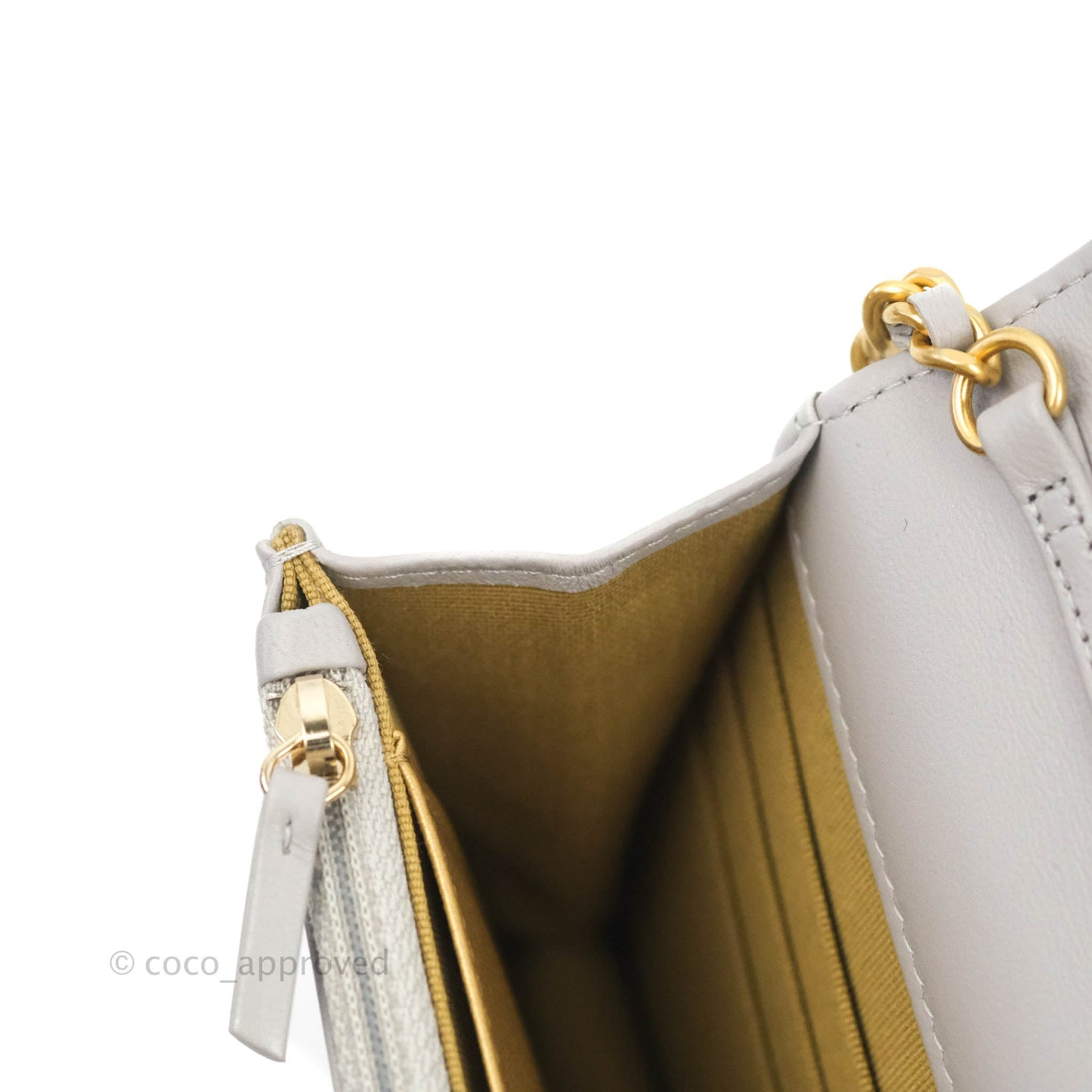 Chanel Quilted Pearl Crush Wallet on Chain WOC Grey Lambskin Aged Gold Hardware