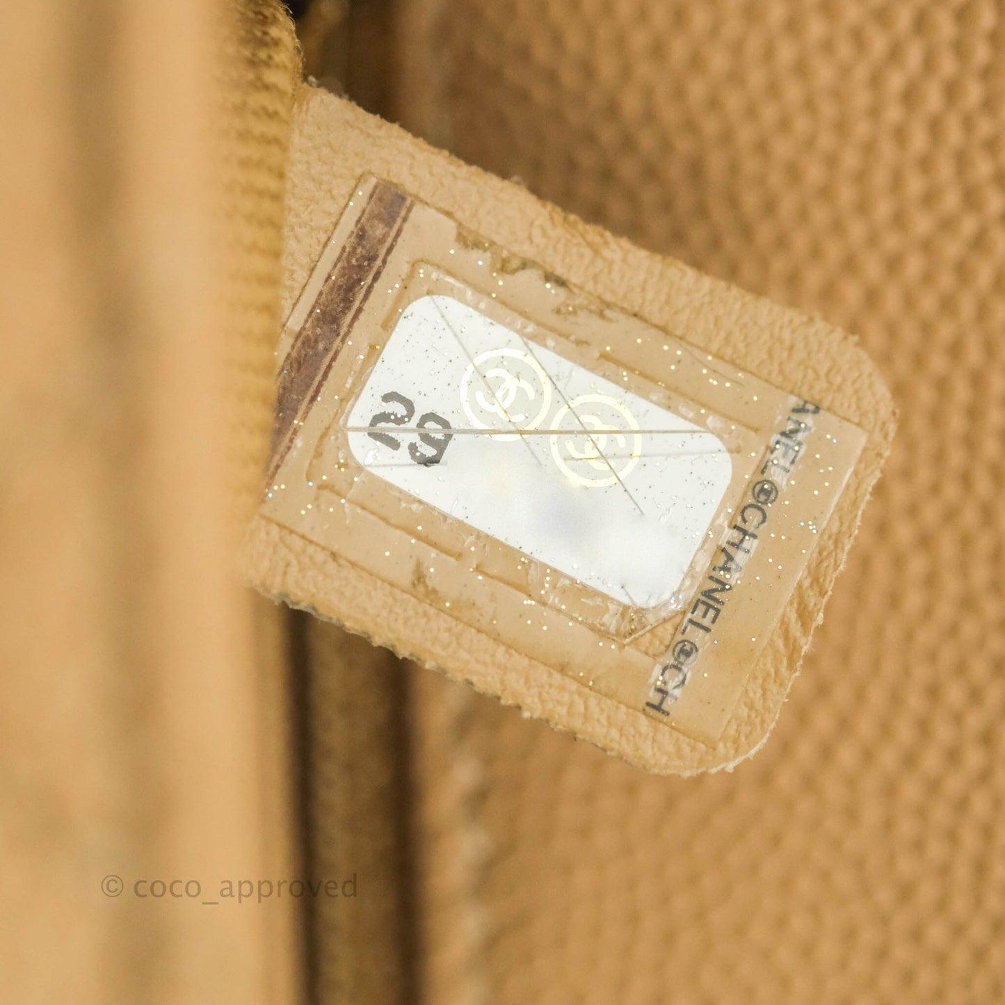 Chanel Small Coco Handle Quilted Beige Caviar Gold Hardware Lizard Embossed Handle
