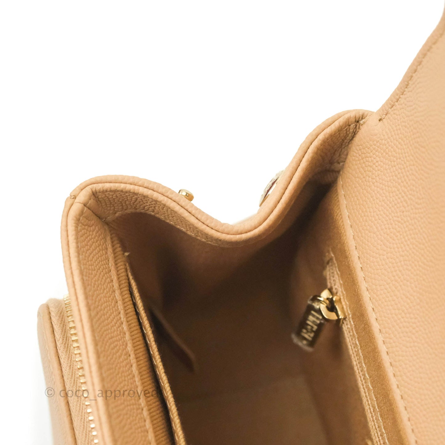 Chanel Quilted Small Business Affinity Flap Beige Caviar Gold Hardware