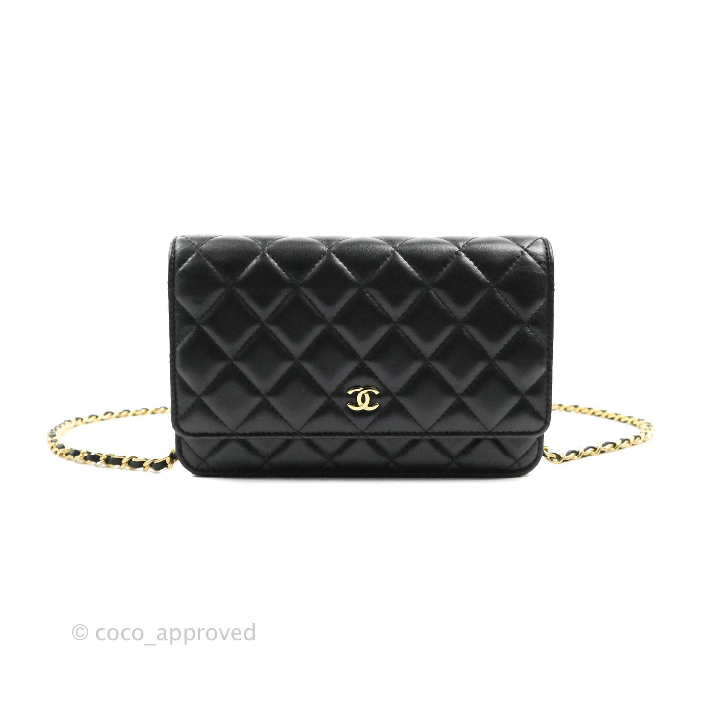 Chanel Quilted Classic WOC Black Lambskin Gold Hardware