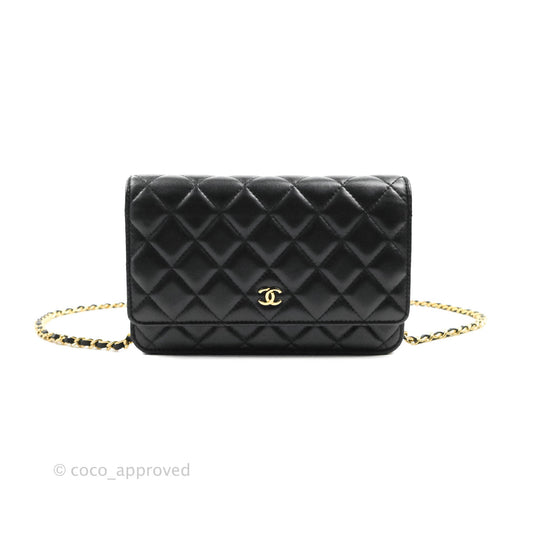 Chanel Quilted Classic WOC Black Lambskin Gold Hardware