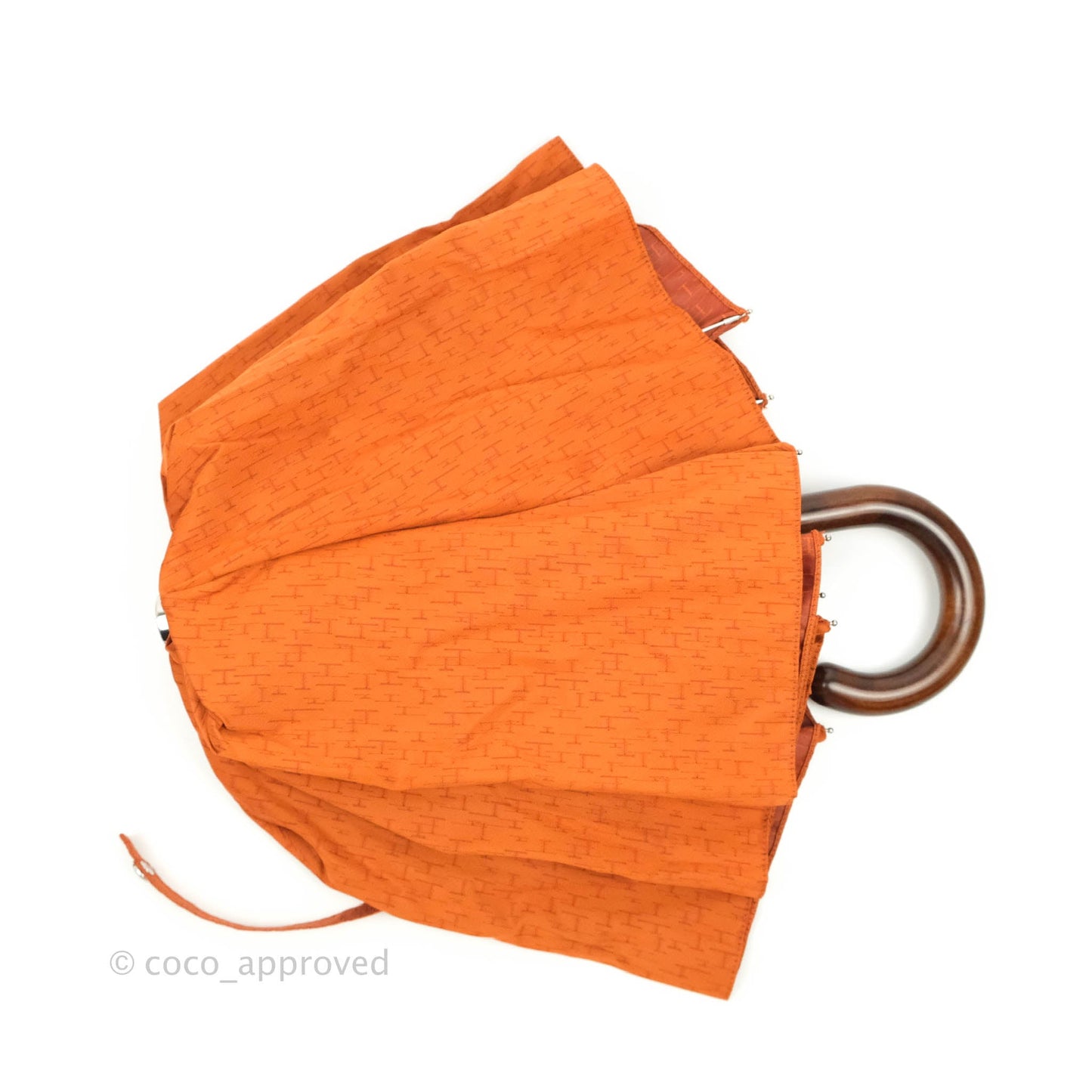 Hermès Pluie De H Folding Umbrella Classic Orange Jacquard Canvas