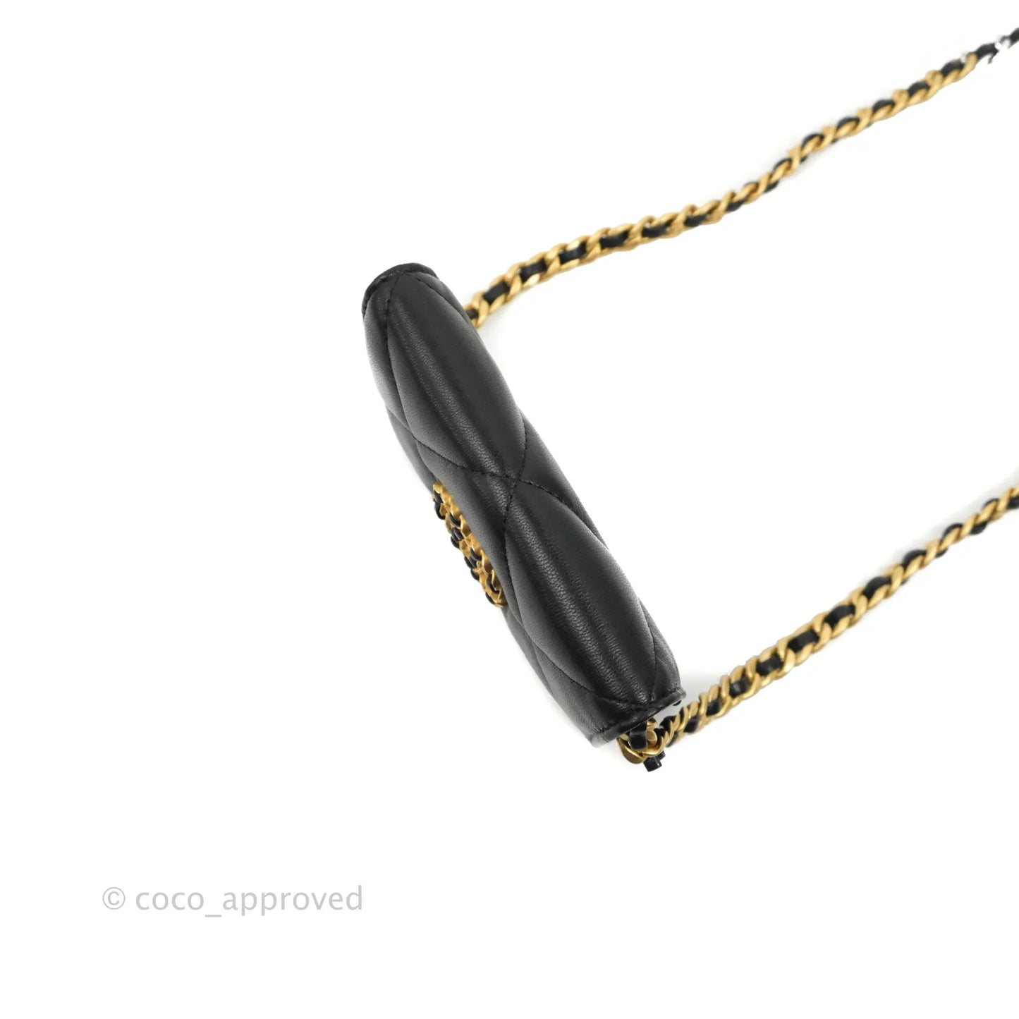 Chanel 19 Card Holder With Chain Black Mixed Hardware