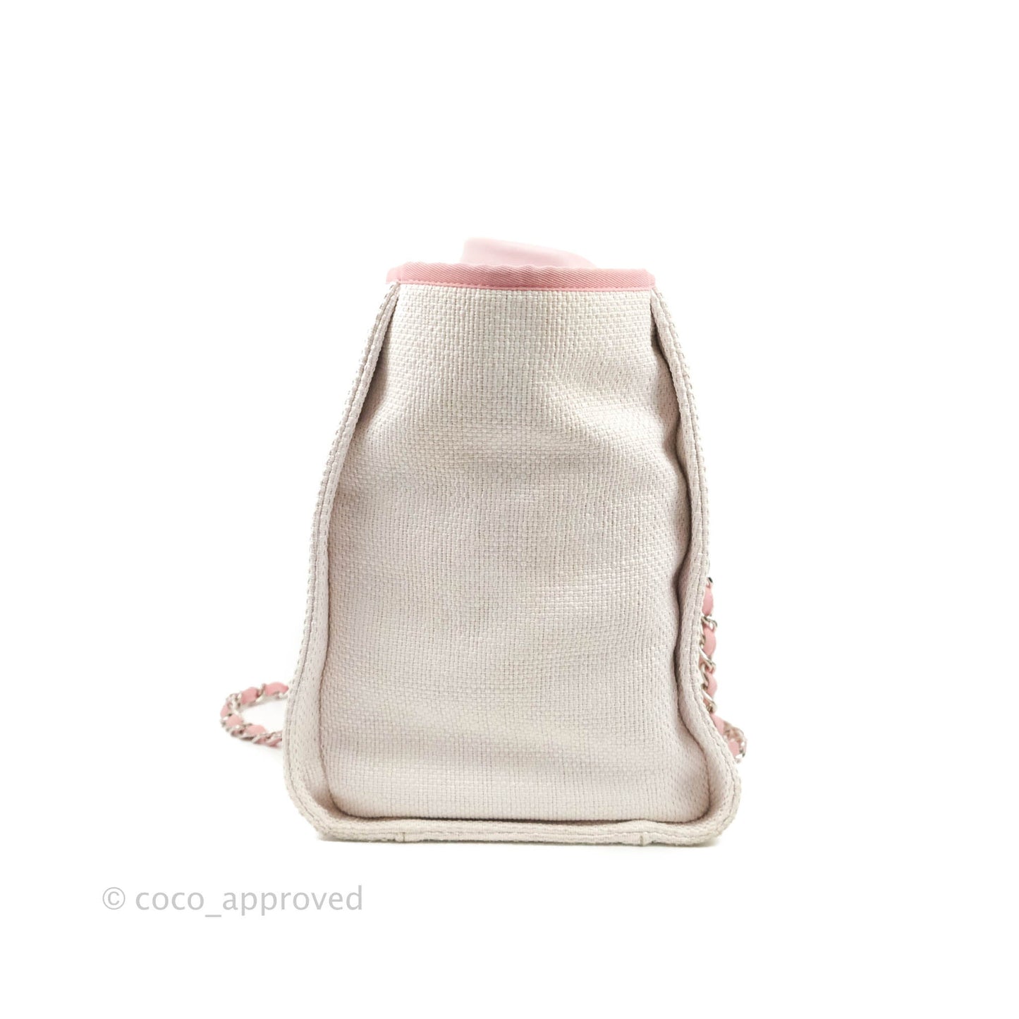 Chanel Large Deauville Pale Pink Canvas Silver Hardware