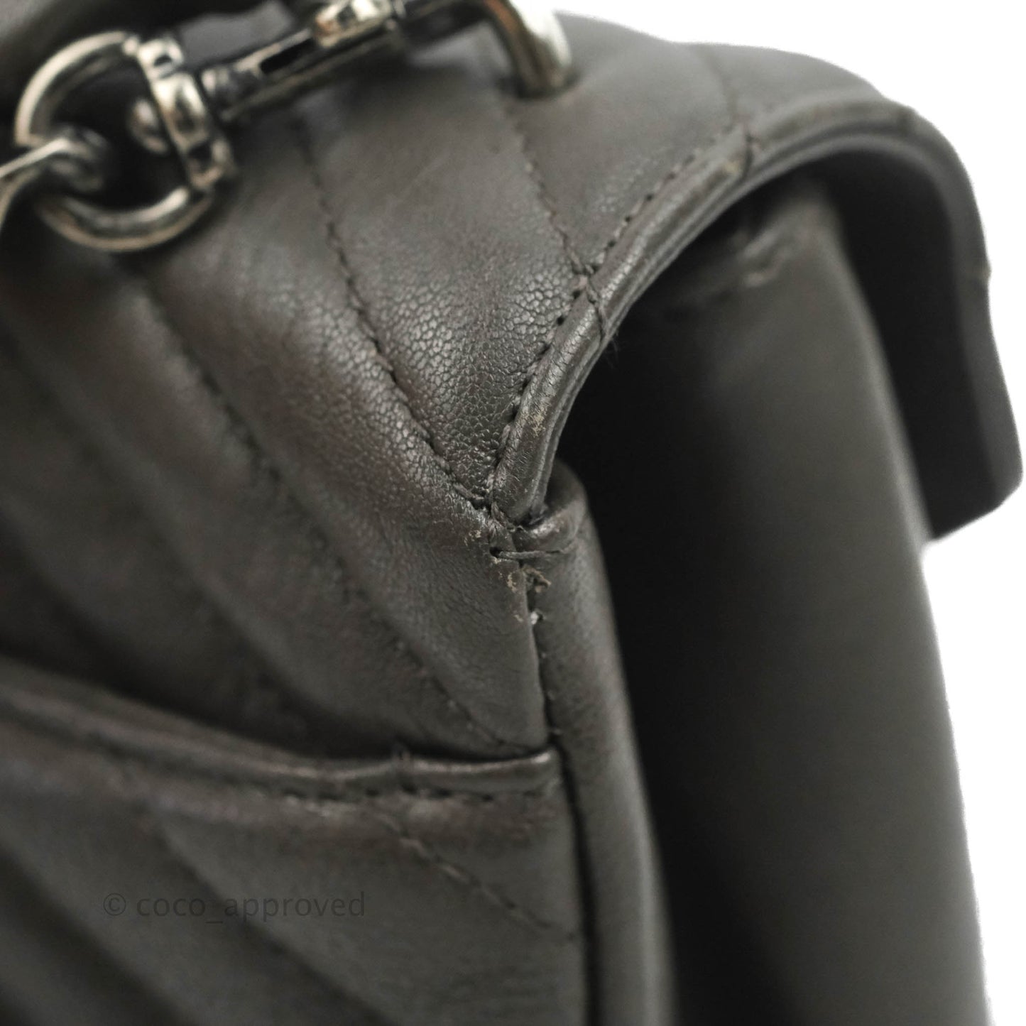 Saint Laurent Chevron Medium College Grey Chain Bag Ruthenium Hardware