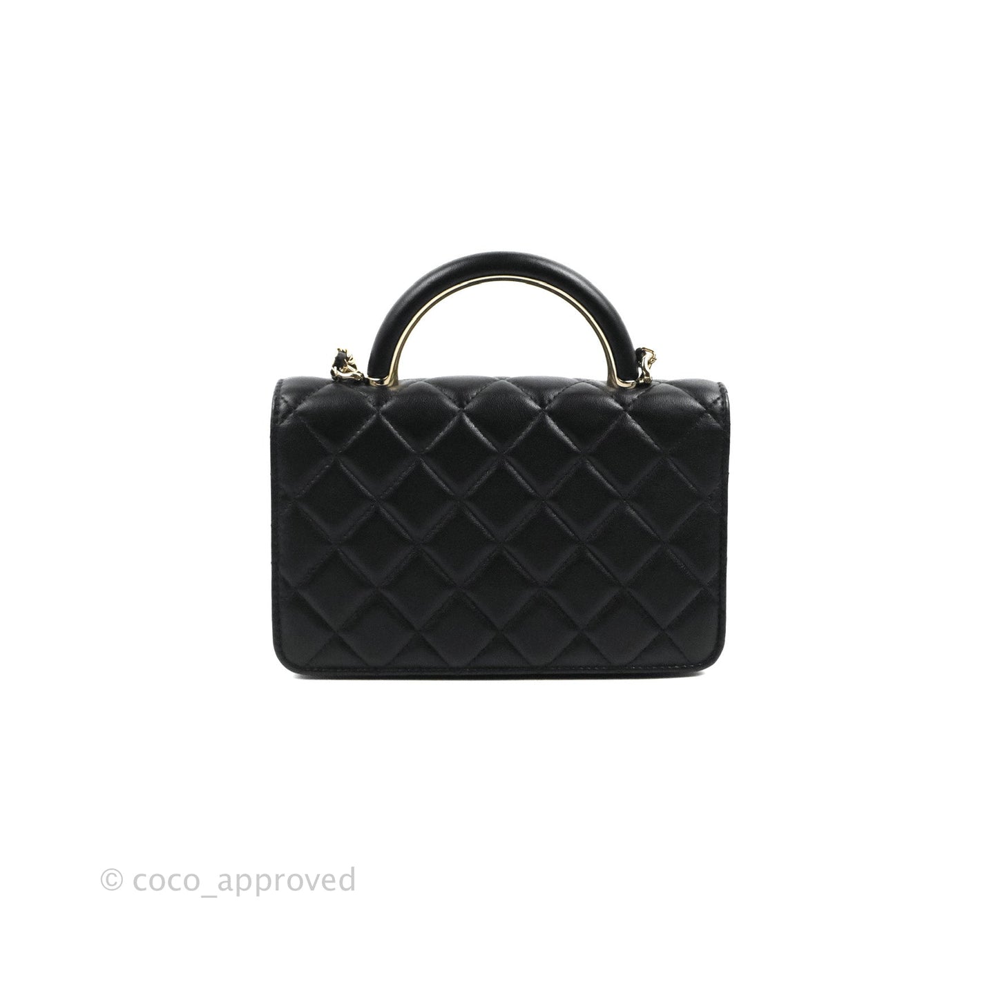Chanel Quilted Top Handle Wallet on Chain WOC Black Lambskin Gold Hardware