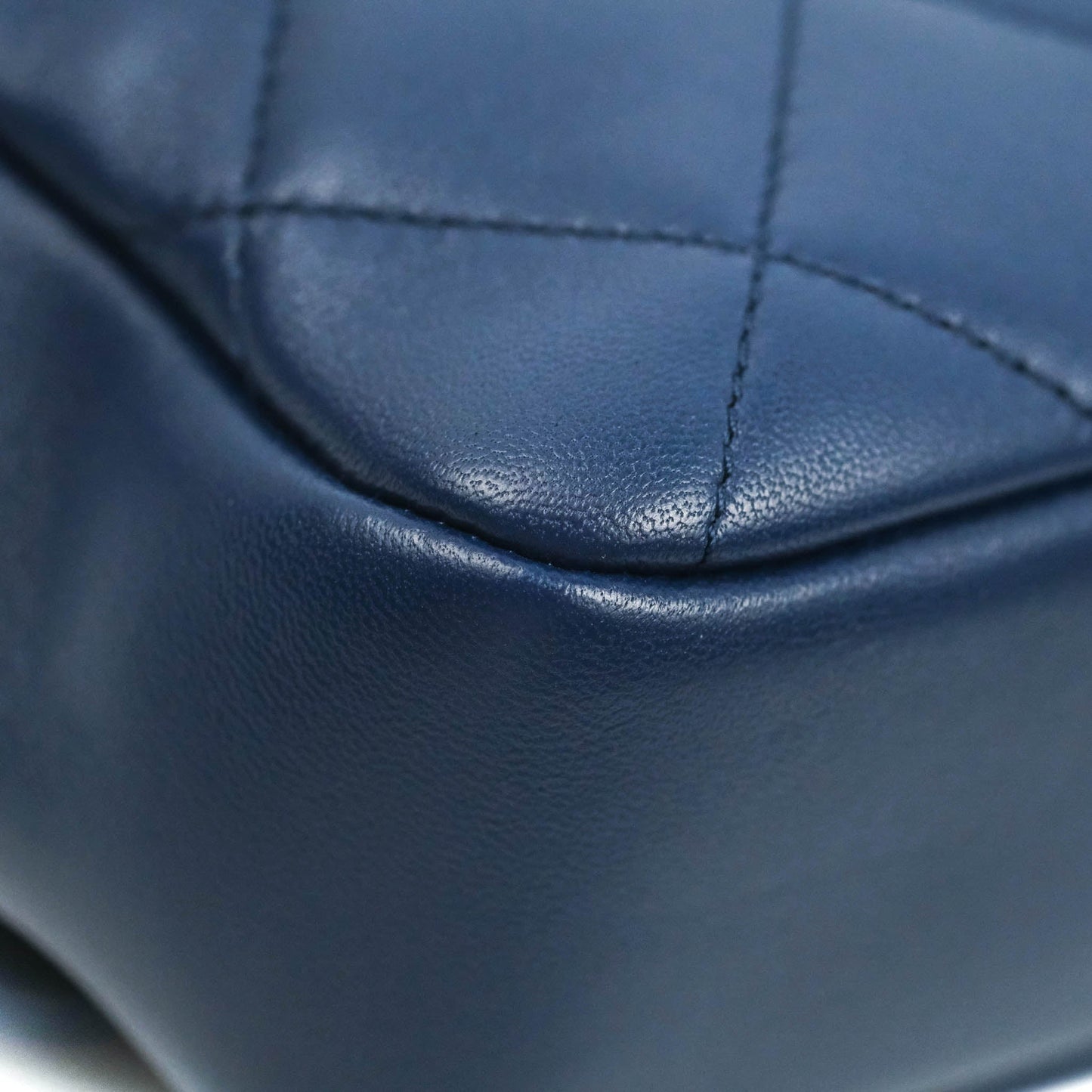 Chanel Circular Handle Flap Bag Navy Lambskin Aged Gold Hardware