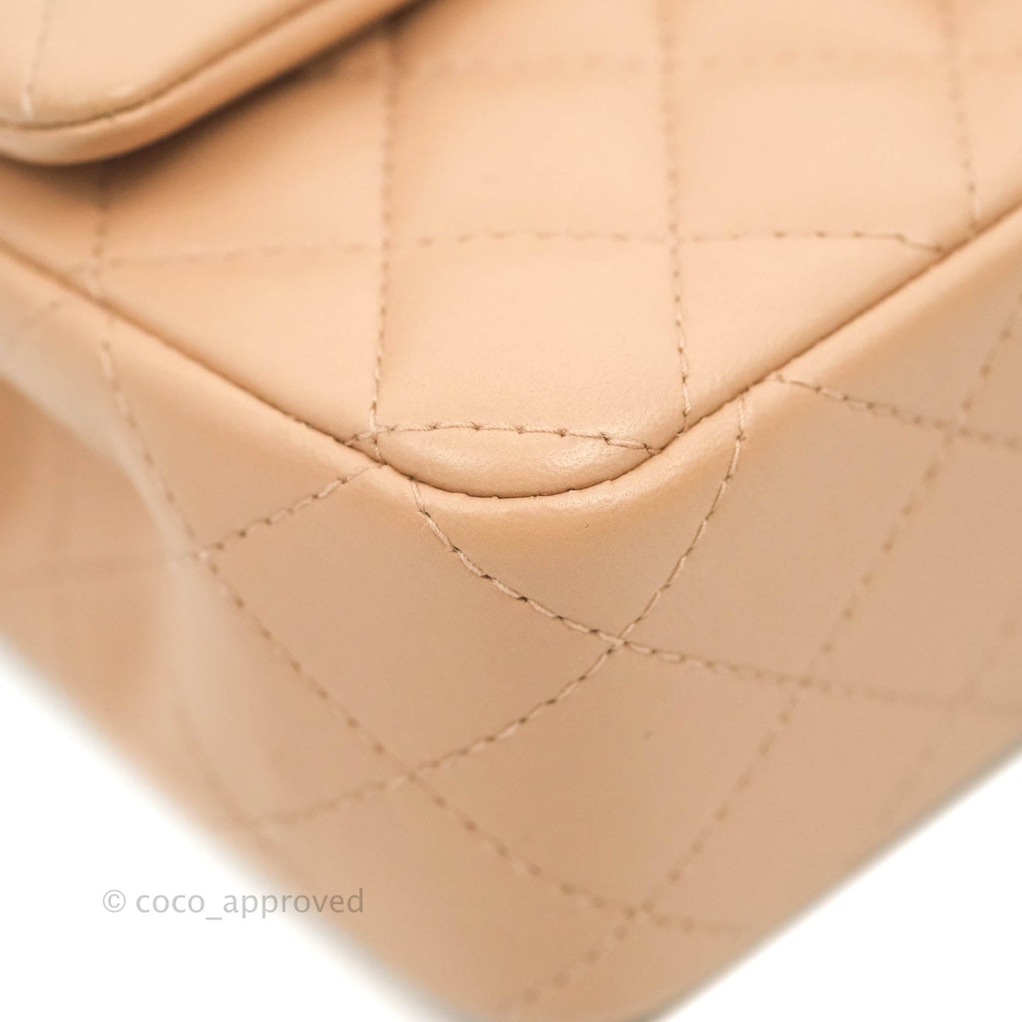 Chanel Mini Rectangular Flap Quilted Beige Lambskin Gold Hardware 21A