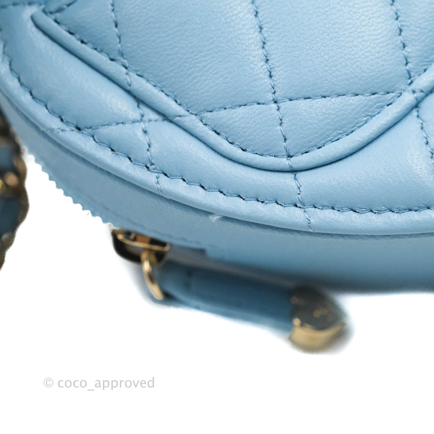 Chanel Small Heart Bag Blue Lambskin Gold Hardware 22S