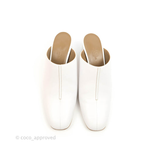 Hermes Detail Mule White Nappa Leather Size 37